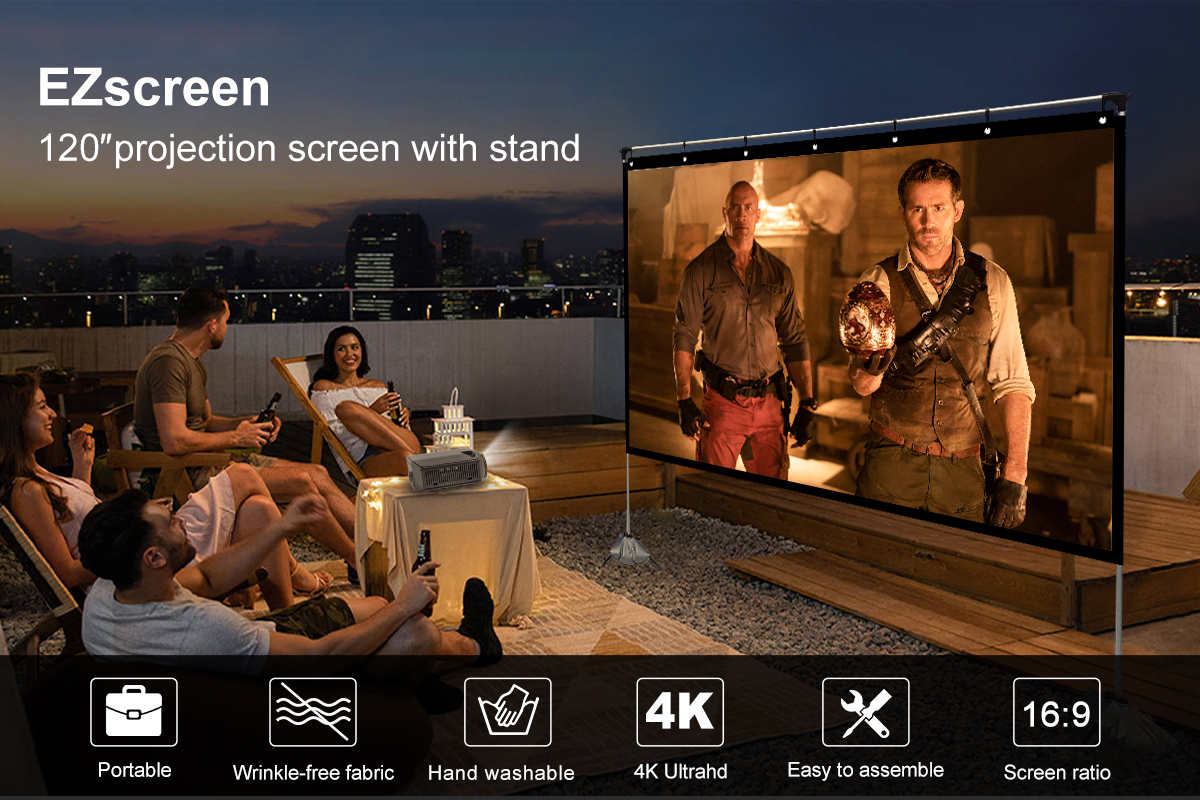 Artlii Projector Screen And Stand Inch Indoor Outdoor