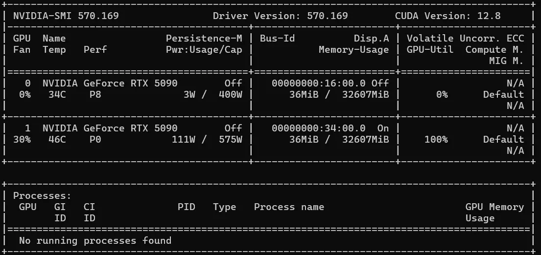 System verification status with nvidia-smi output window