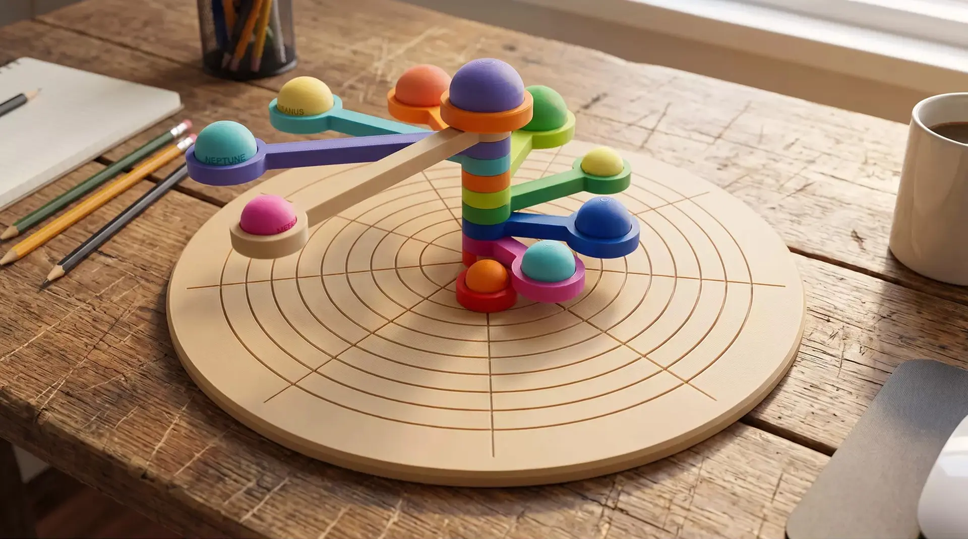 Solar System Base - Engraved with the Nine Planetary Orbits