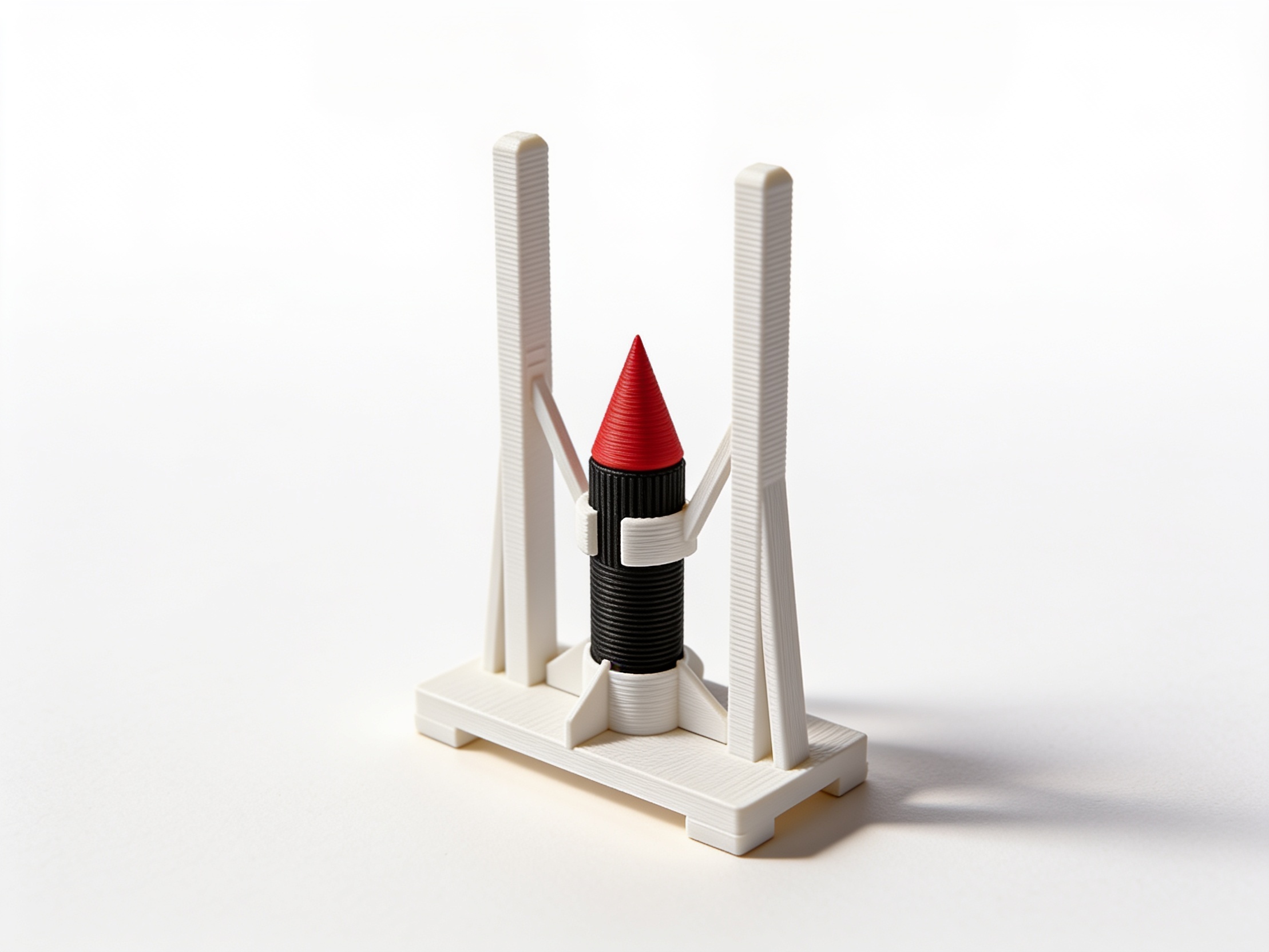 180 Mm Desktop Model-rocket-on-launch-tower Display: a Natural-wood-tone Launch