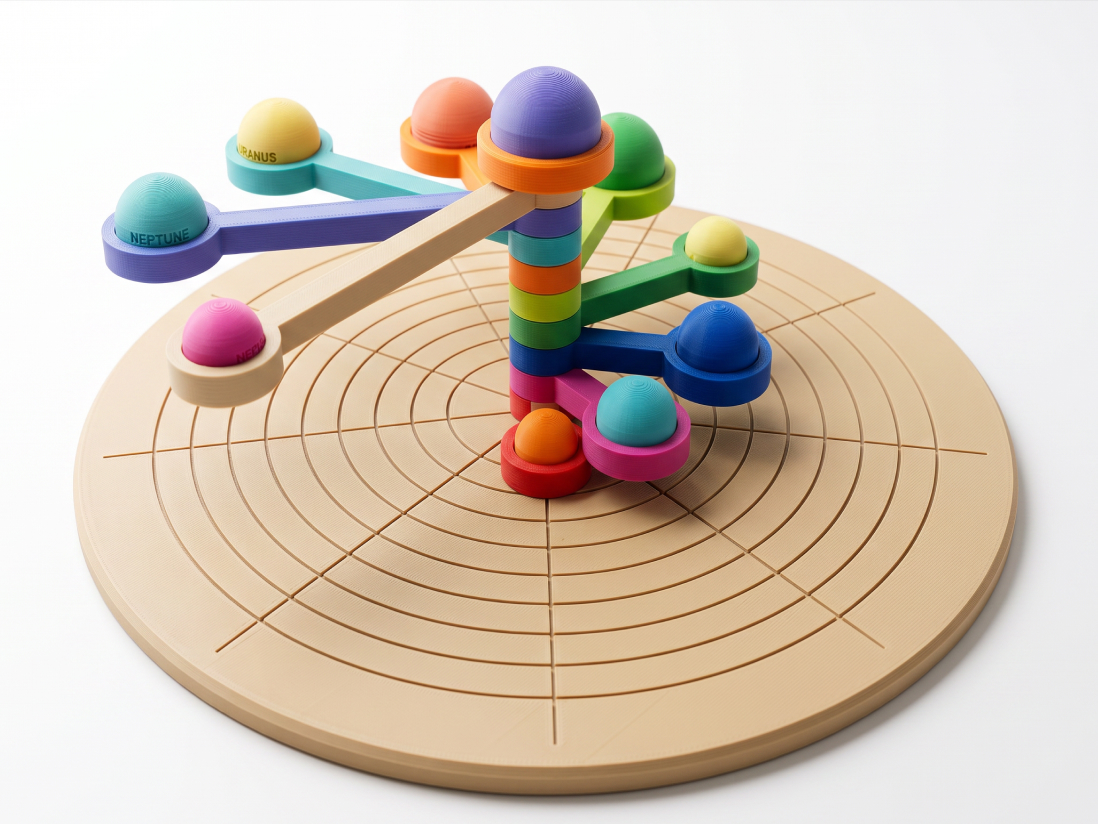 Solar System Base – Engraved with the Nine Planetary Orbits