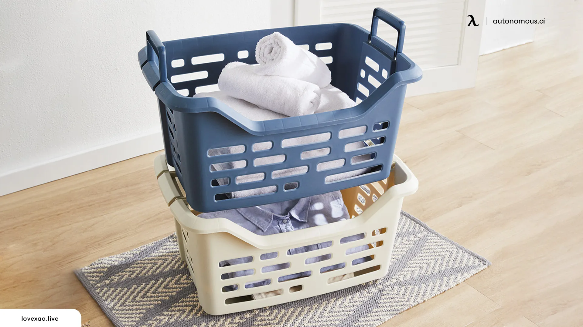 Buy a Stackable Laundry Basket - dorm storage ideas