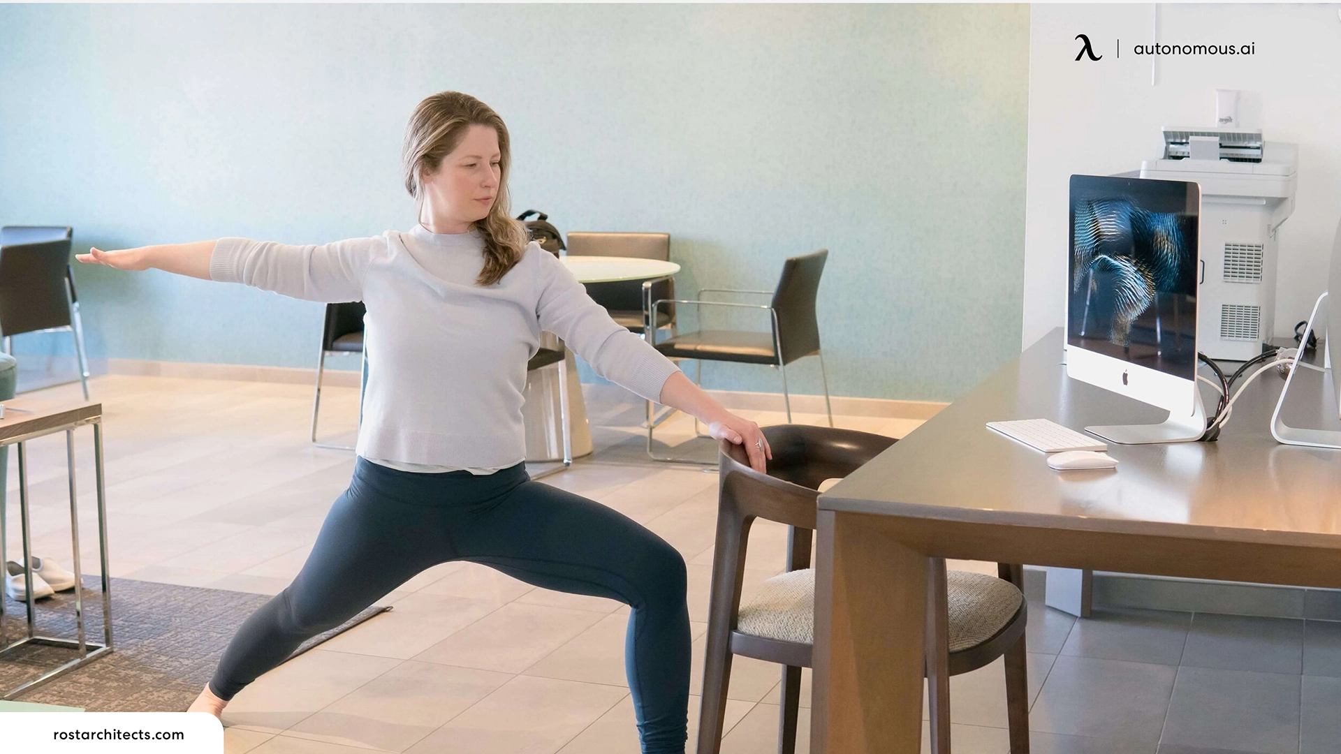 Warrior Pose - standing desk exercise