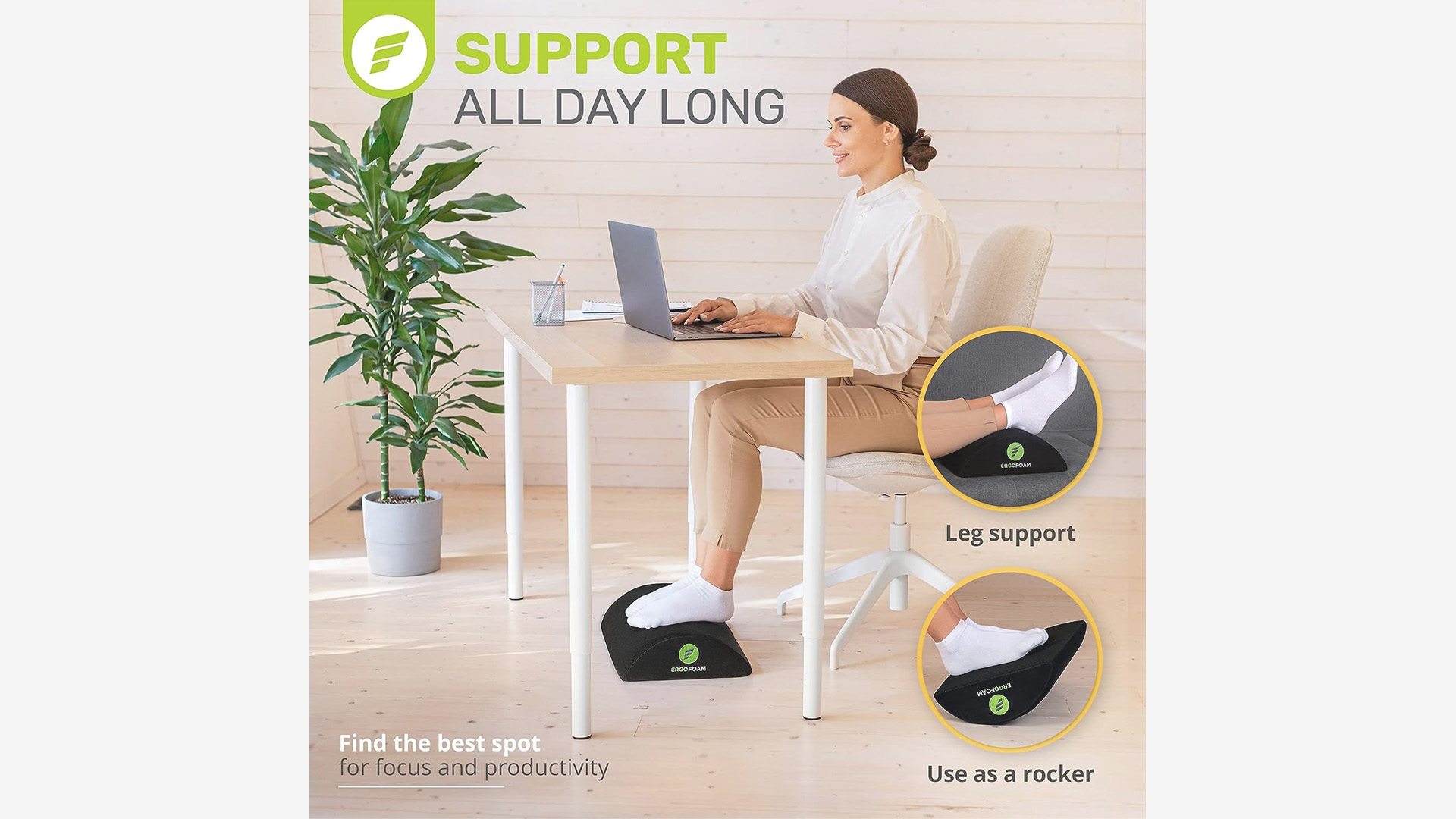 Adjustable Desk Foot Rest for Added Height-ErgoFoam