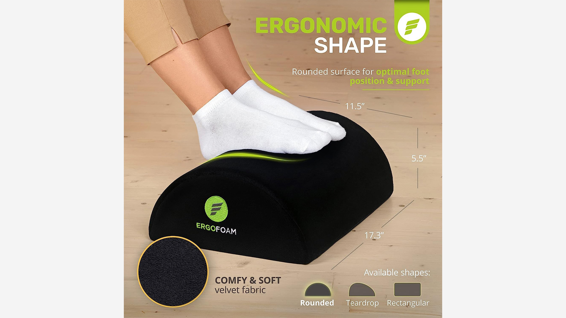 ErgoFoam Foot Rest for Under Desk at Work Chiropractor-Endorsed