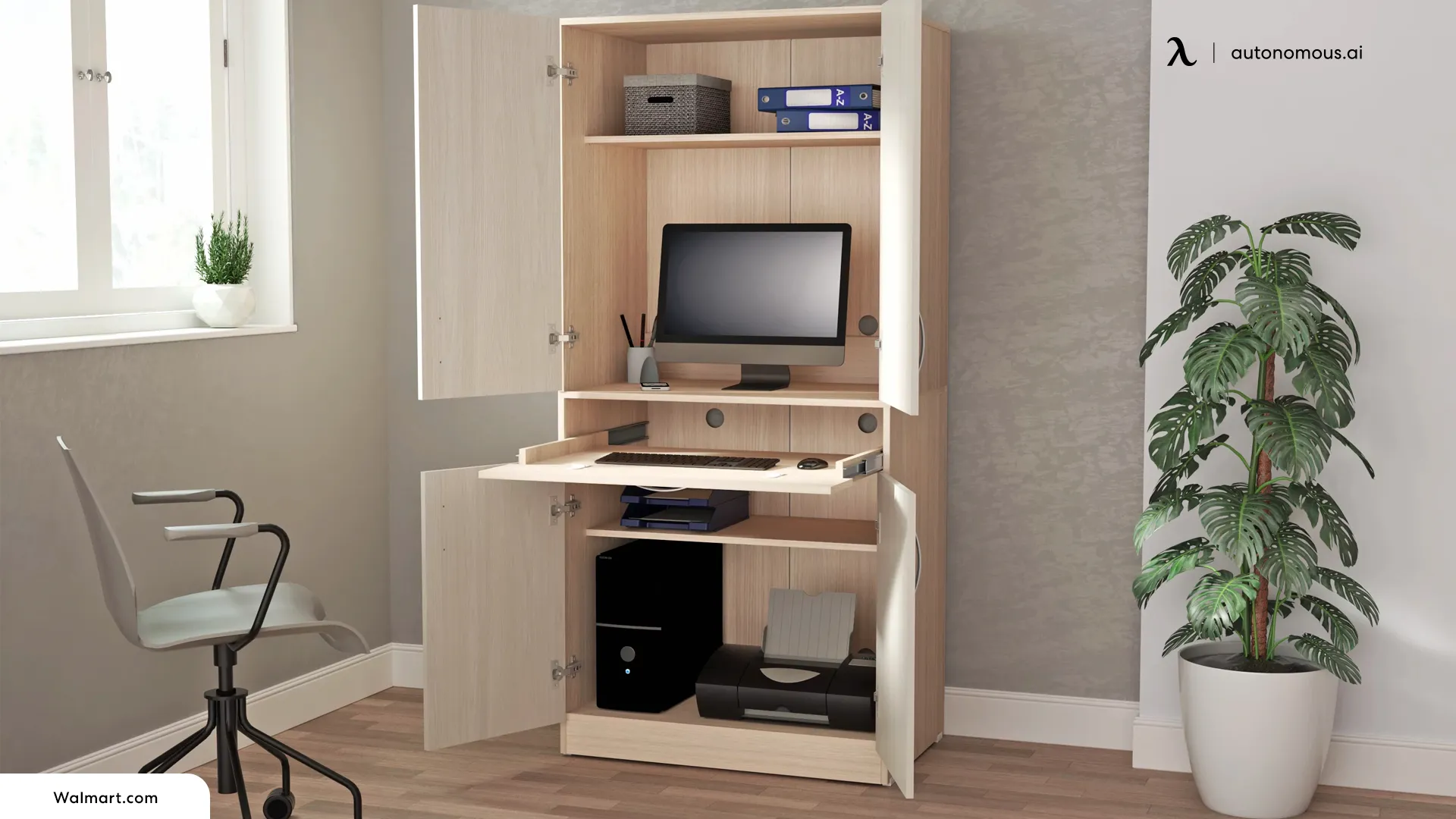 Hidden computer deals desk cabinets