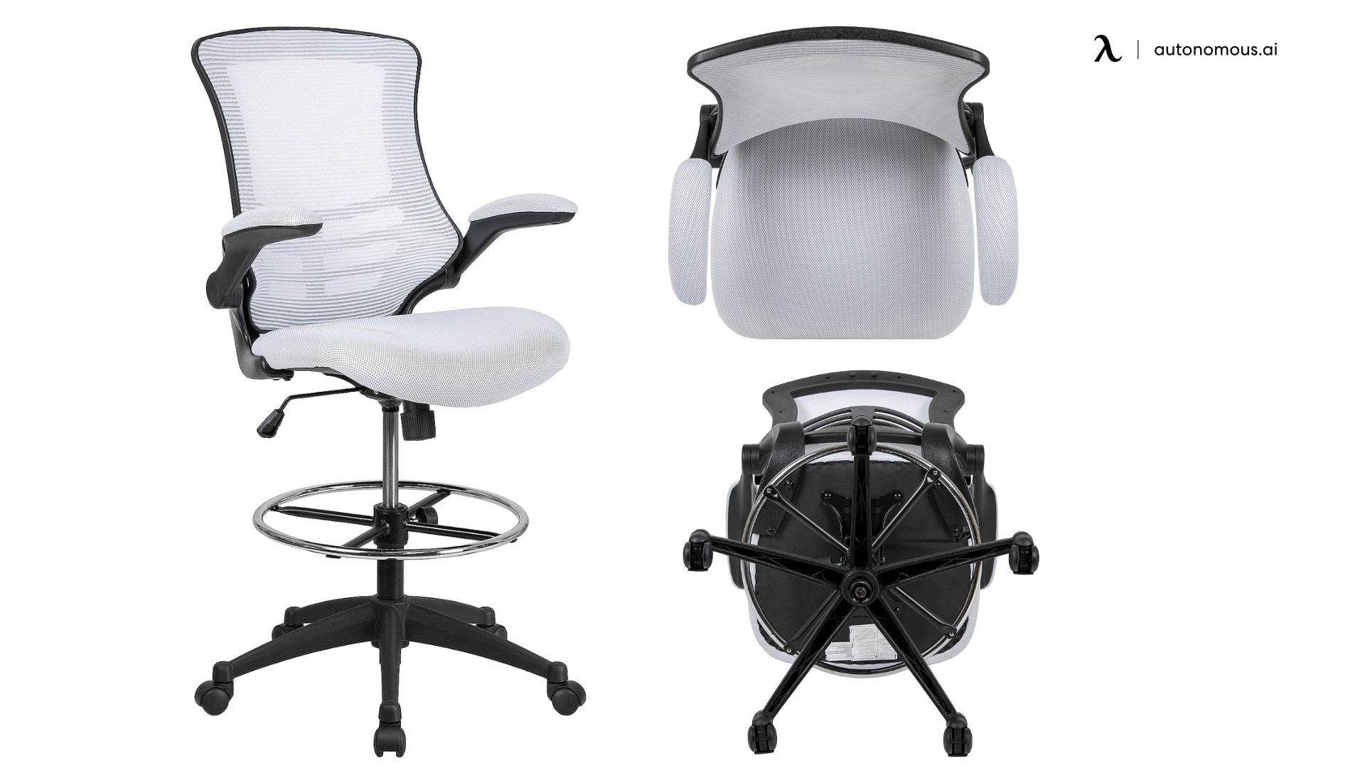 Flash Furniture Kelista Mid-Back White Drafting Chair