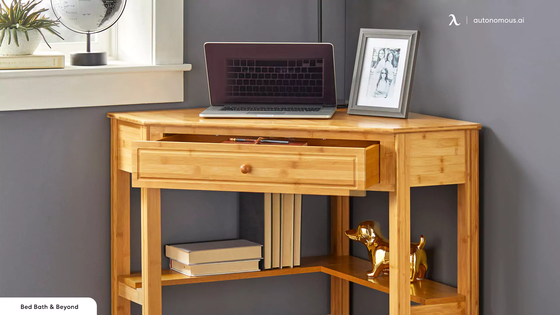 Bamboo Corner Desk - Small wood corner desk