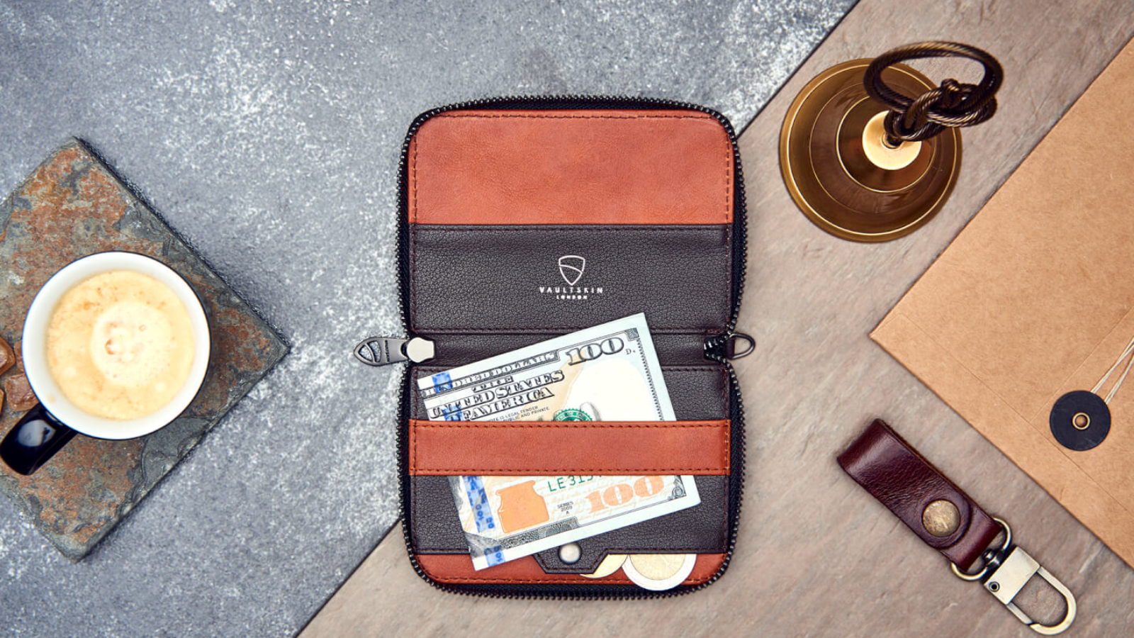 Alex Fold-Over Wallet - Cognac Apple Leather