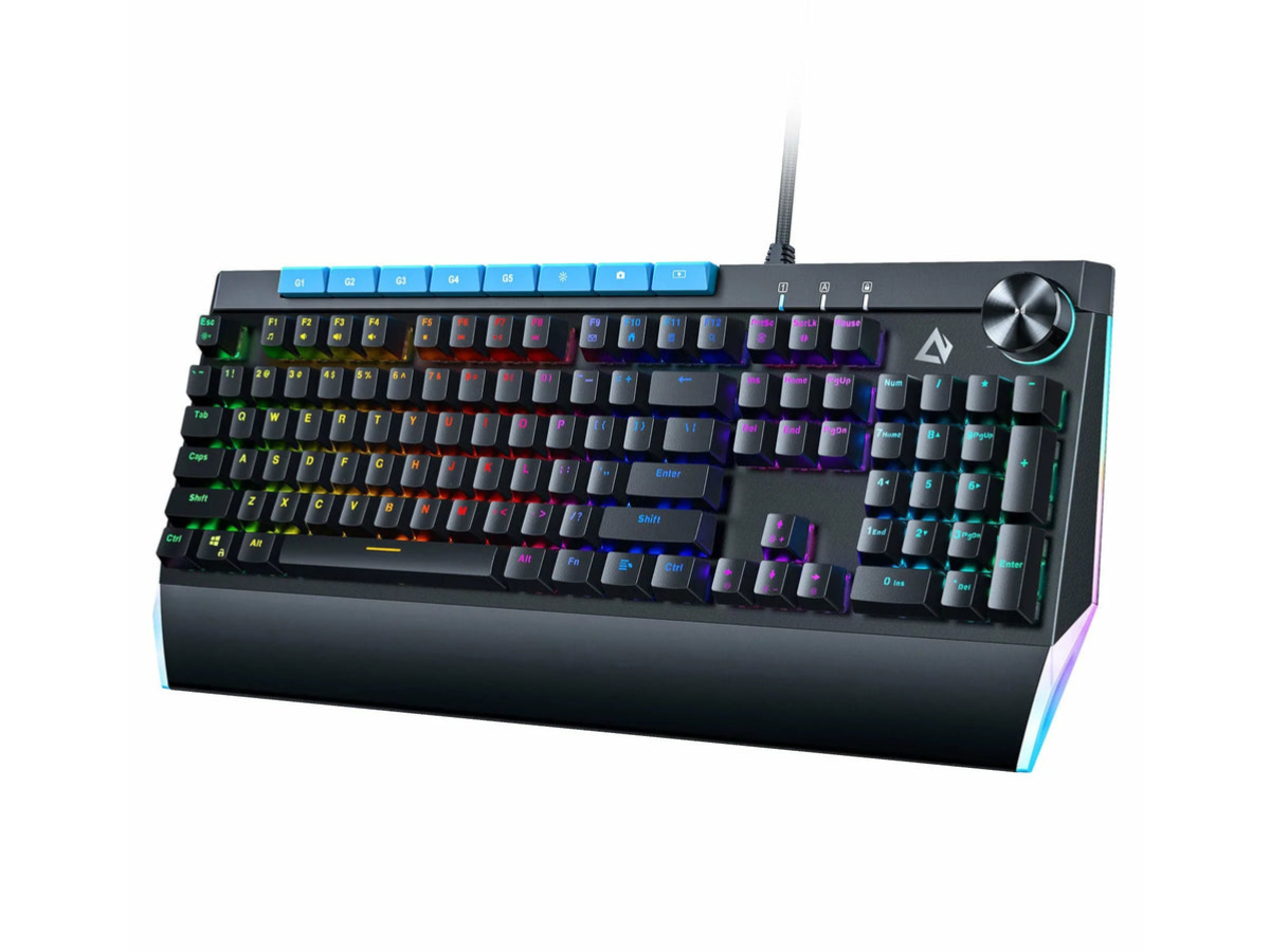 Mechanical Keyboard Blue Switches 104key with Volume Control Button