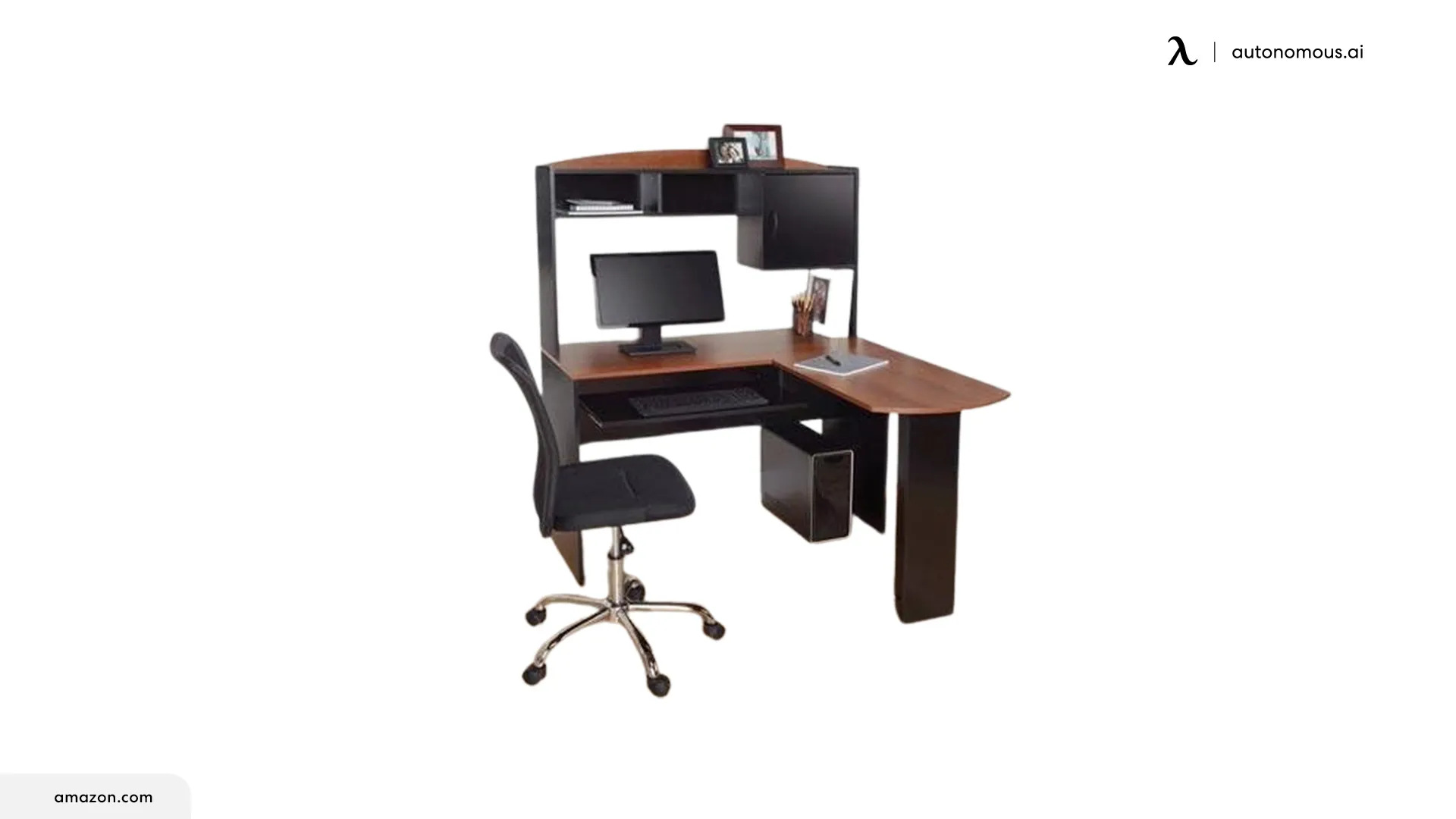 Corner L-Shaped Office Desk with Hutch