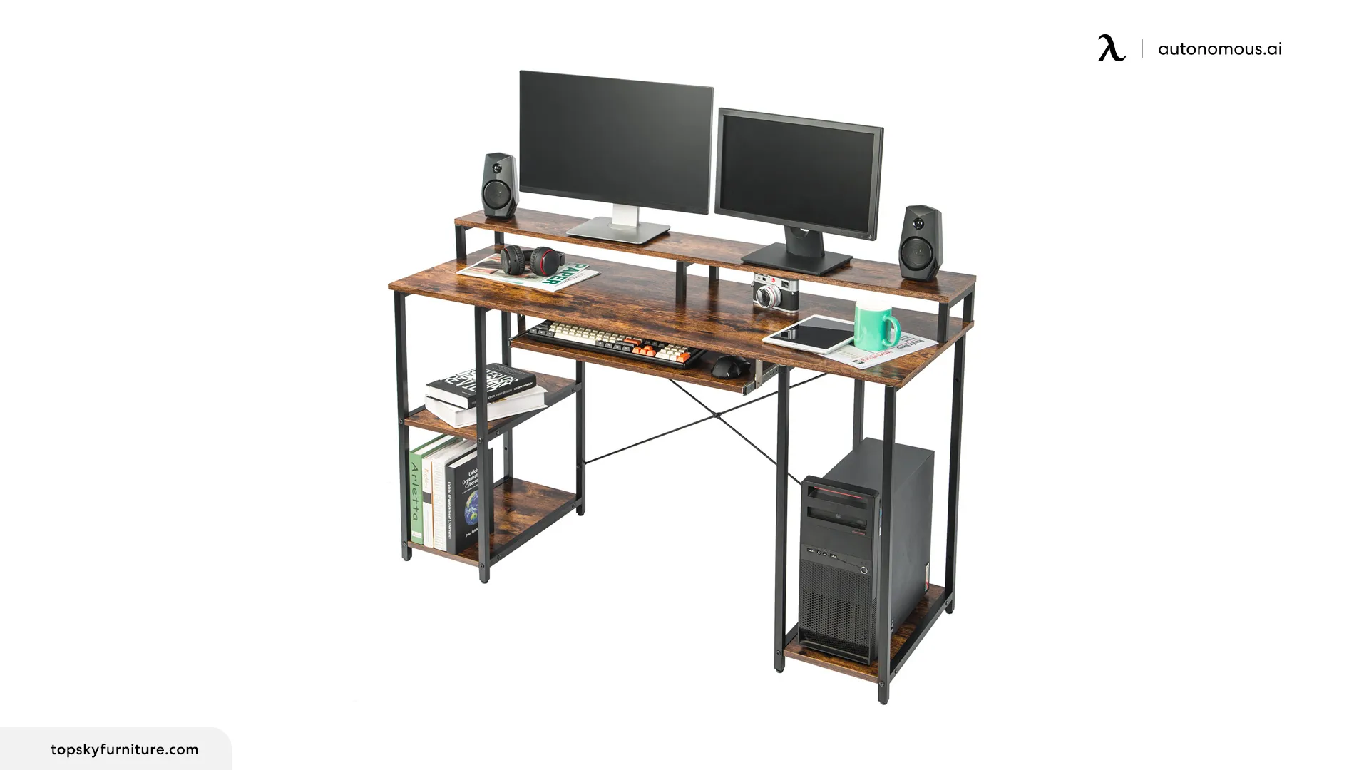 TOPSKY Computer Desk with Storage Shelves