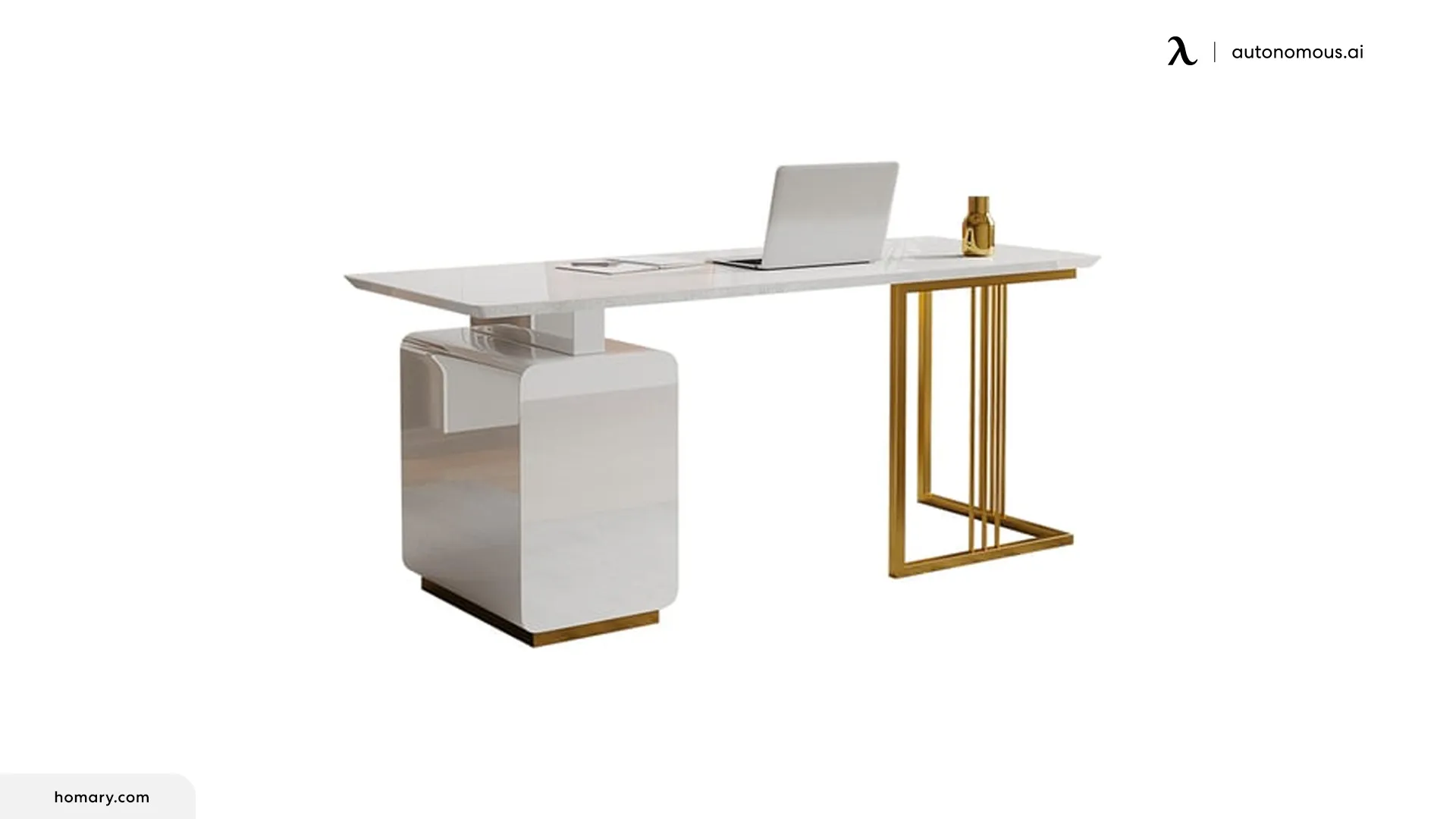 Homary Modern White Executive Desk 