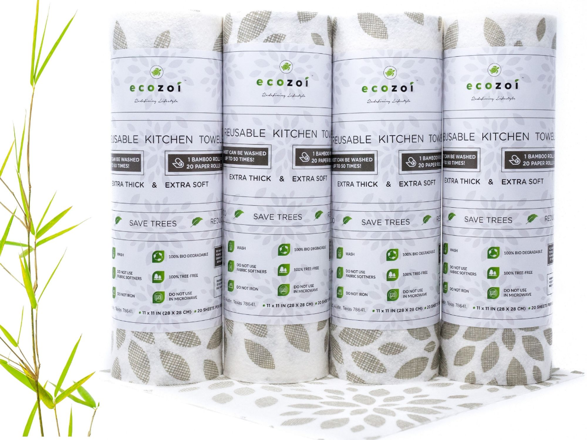 Bamboo Paper Towels for home office, Treefree Rolls, 4 Pack