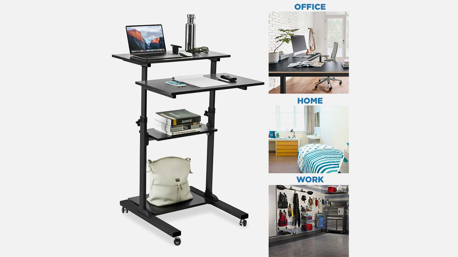 Mount-It! Height Adjustable Rolling Stand up Desk