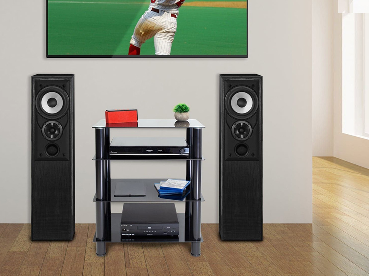 Mount-It! Four-Tiered Glass A/V Media Stand