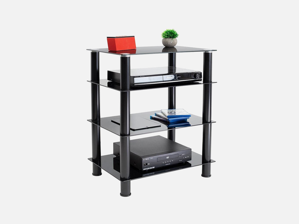 Mount-It! Four-Tiered Glass A/V Media Stand