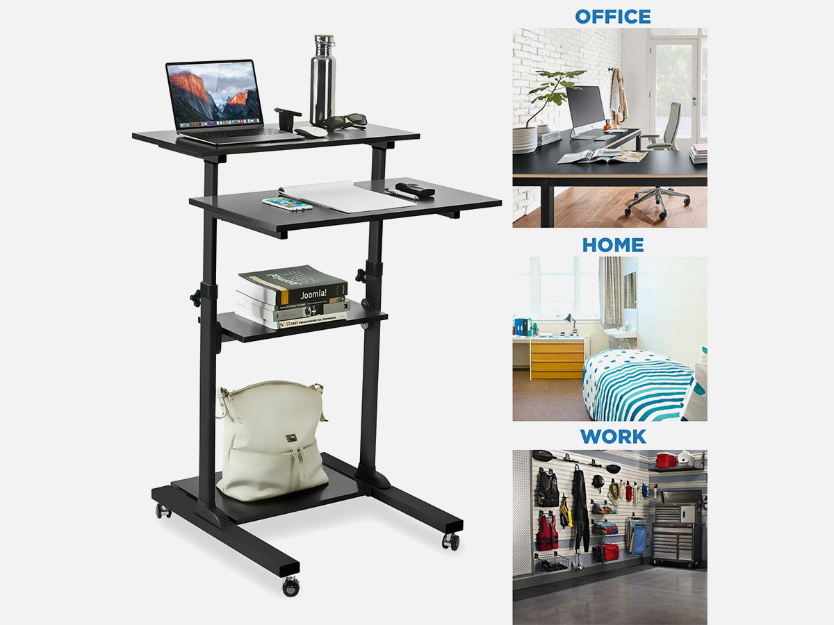 Mount-It! Height Adjustable Rolling Stand up Desk