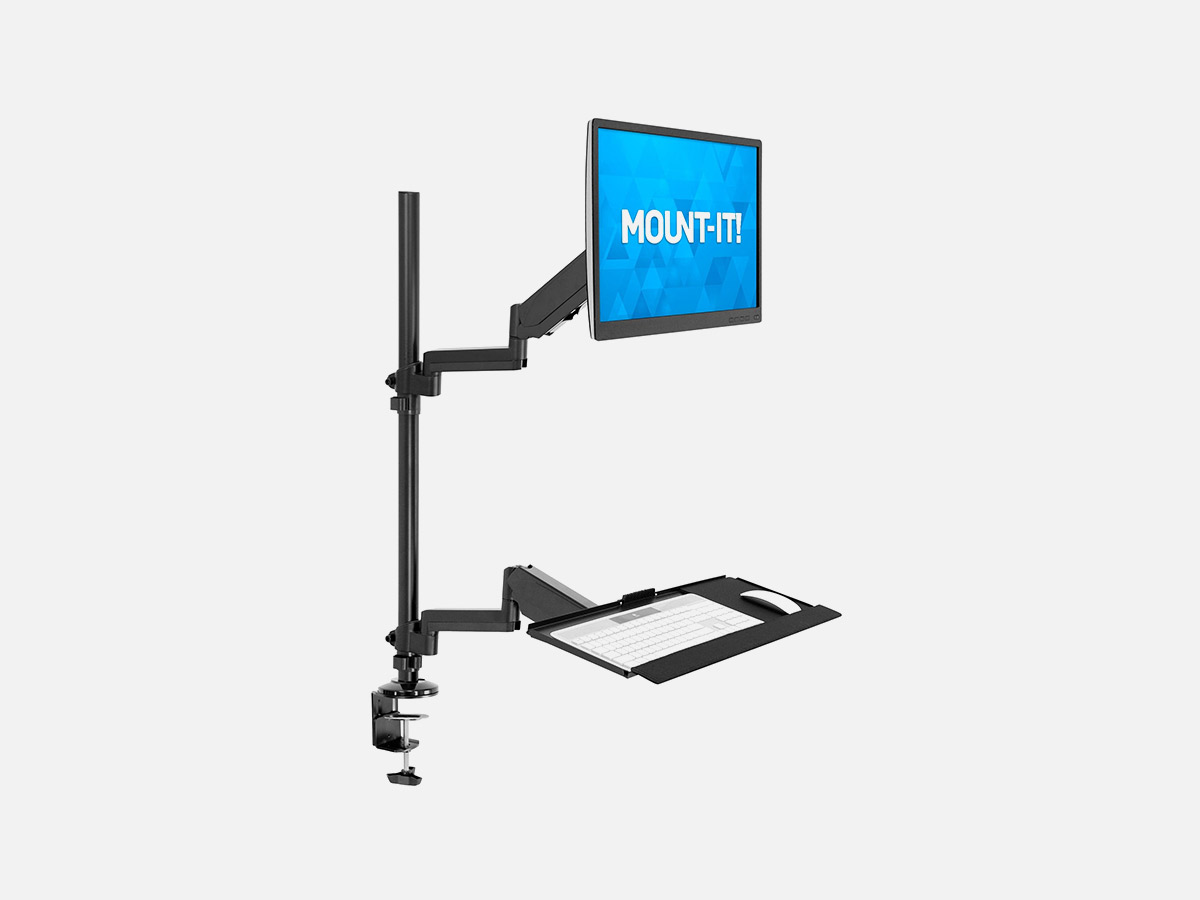 Mount-It! MI-7995 Single Monitor Sit-Stand Desk Mount with Keyboard Tray