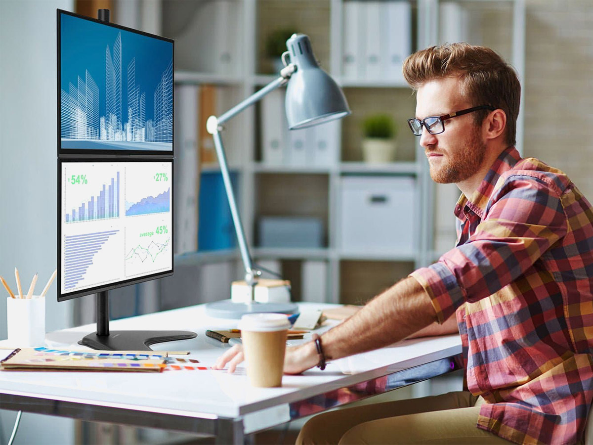 Mount-It! MI-1758 Vertical Dual Monitor Stand