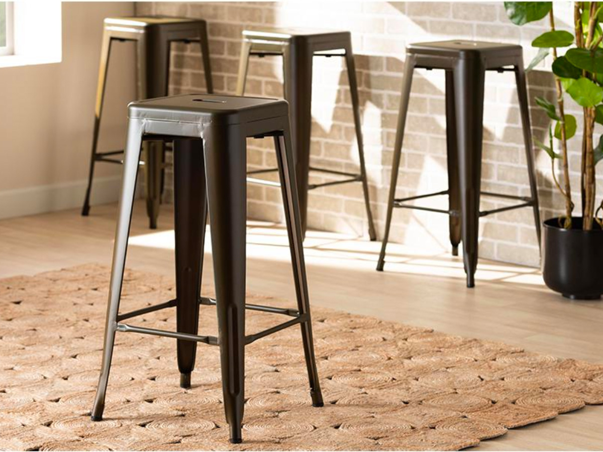 Skyline Decor Gunmetal Finished Bar Stool (set of 4)