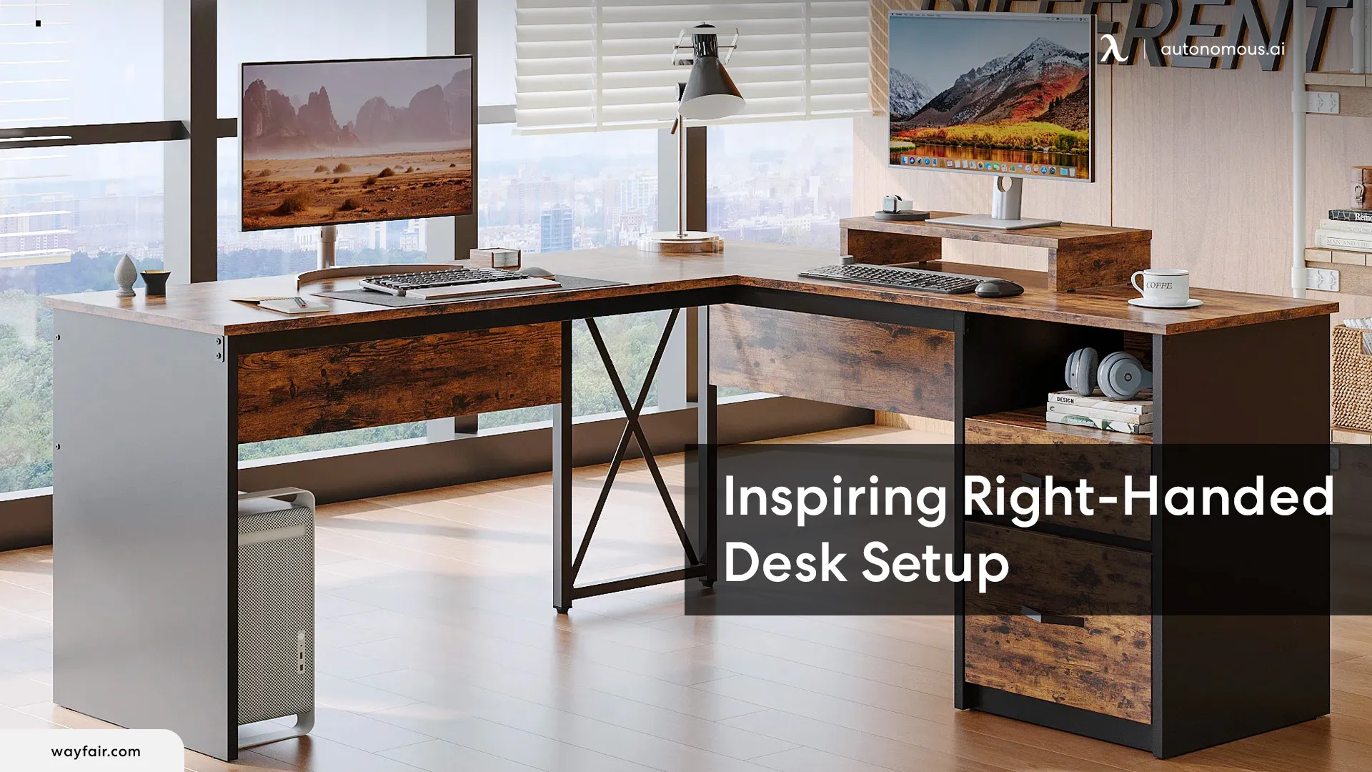 Right-Handed Desk Setup With an L-Shaped Standing Desk