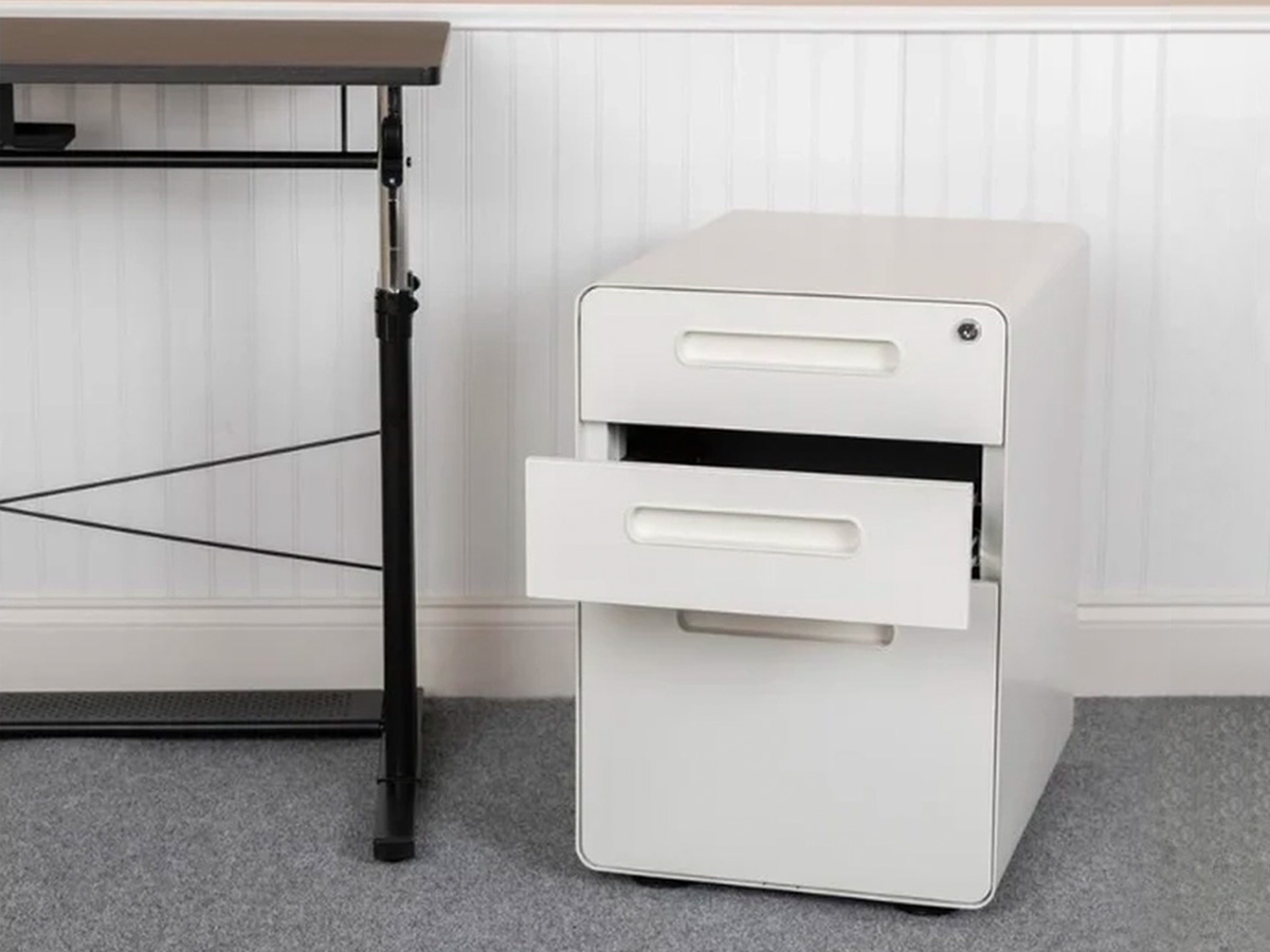 Skyline Decor 3-Drawer Mobile Filing Cabinet: Anti-Tilt Mechanism