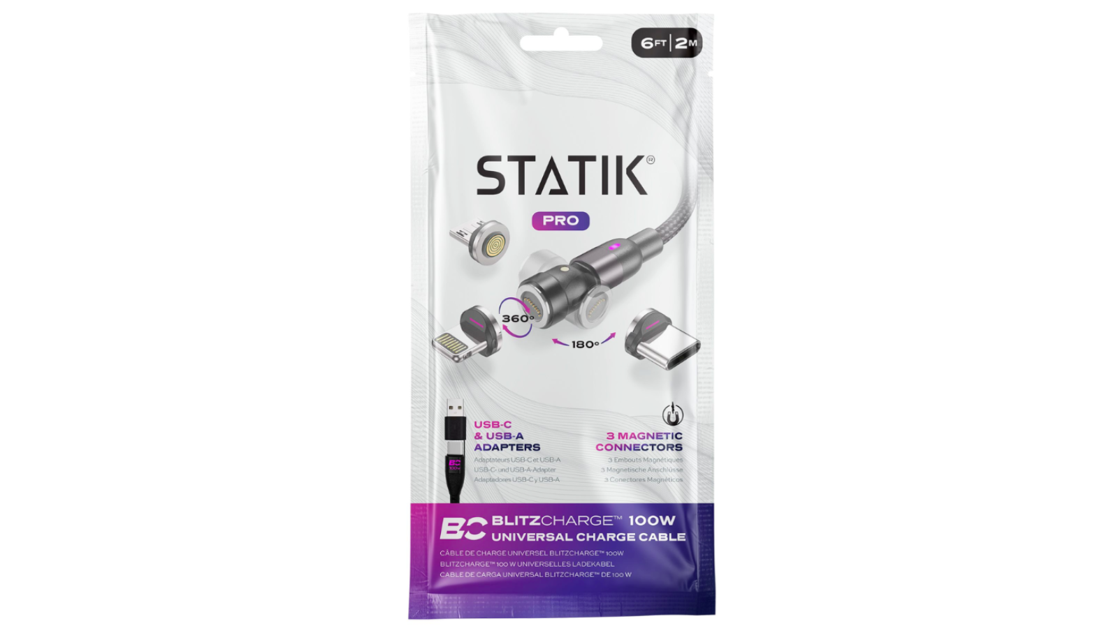 Curv Group Statik 360 Pro : 100W Universal Magnetic Charge Cable; 6ft/2m