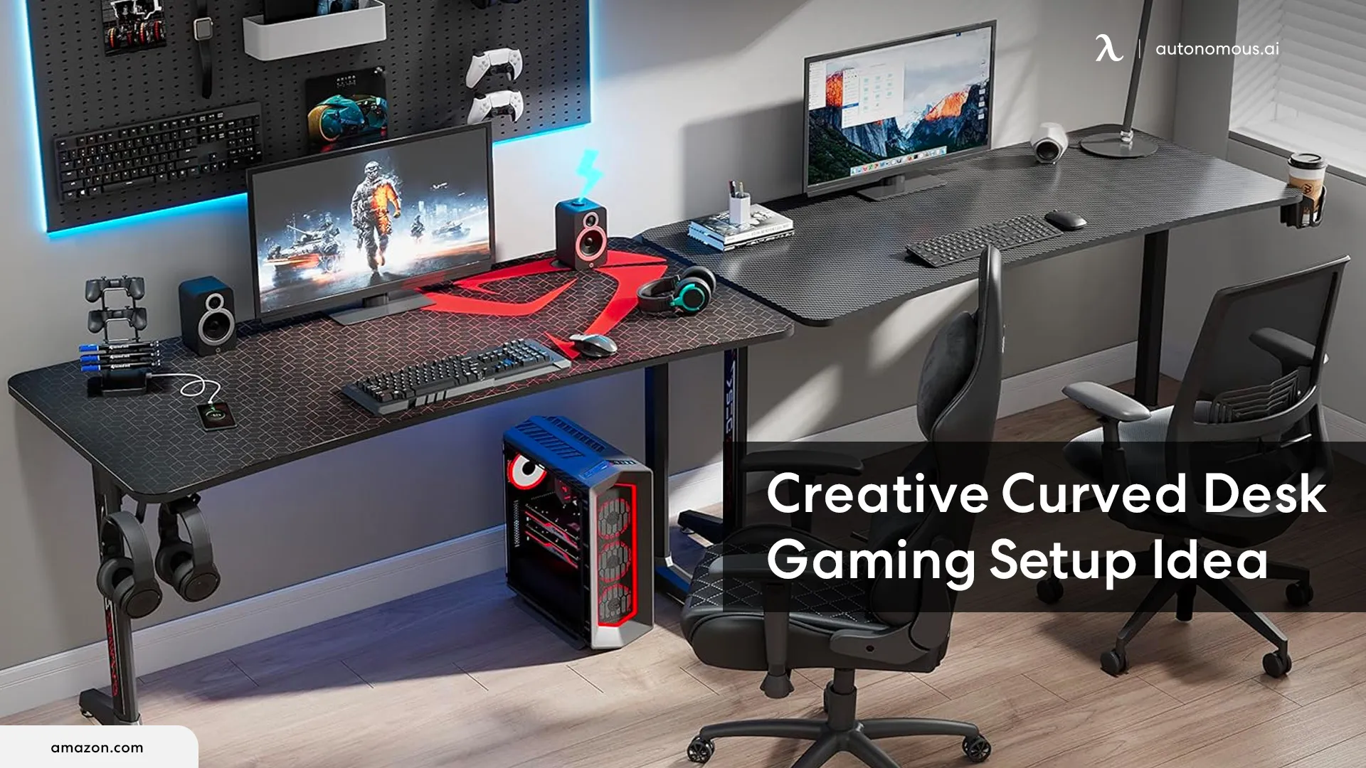 Creative and Amazing Curved Desk Gaming Setup Ideas