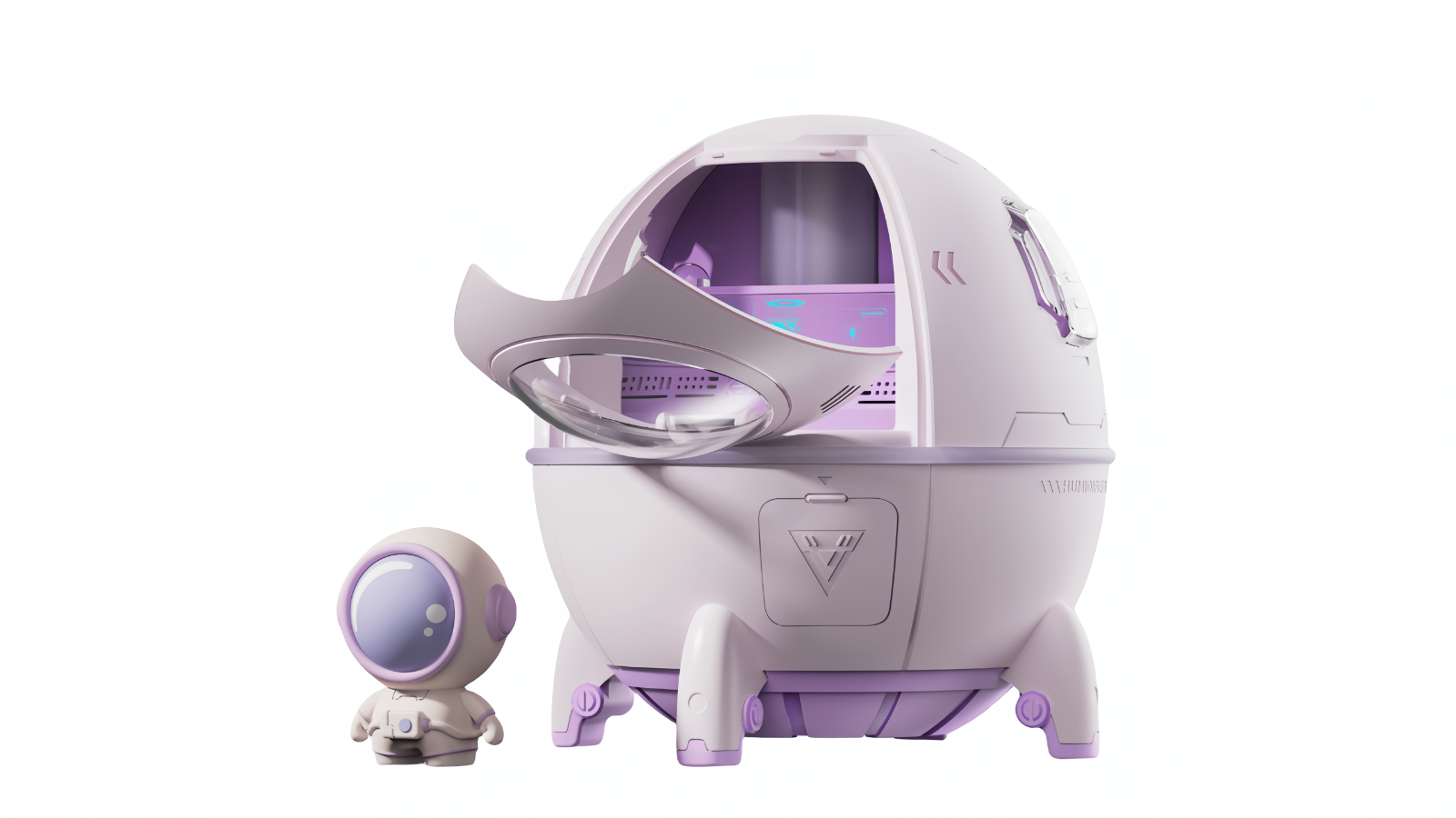 Moody Mouse Astronaut Humidifier with Space Capsule Design & Multi-Color Light