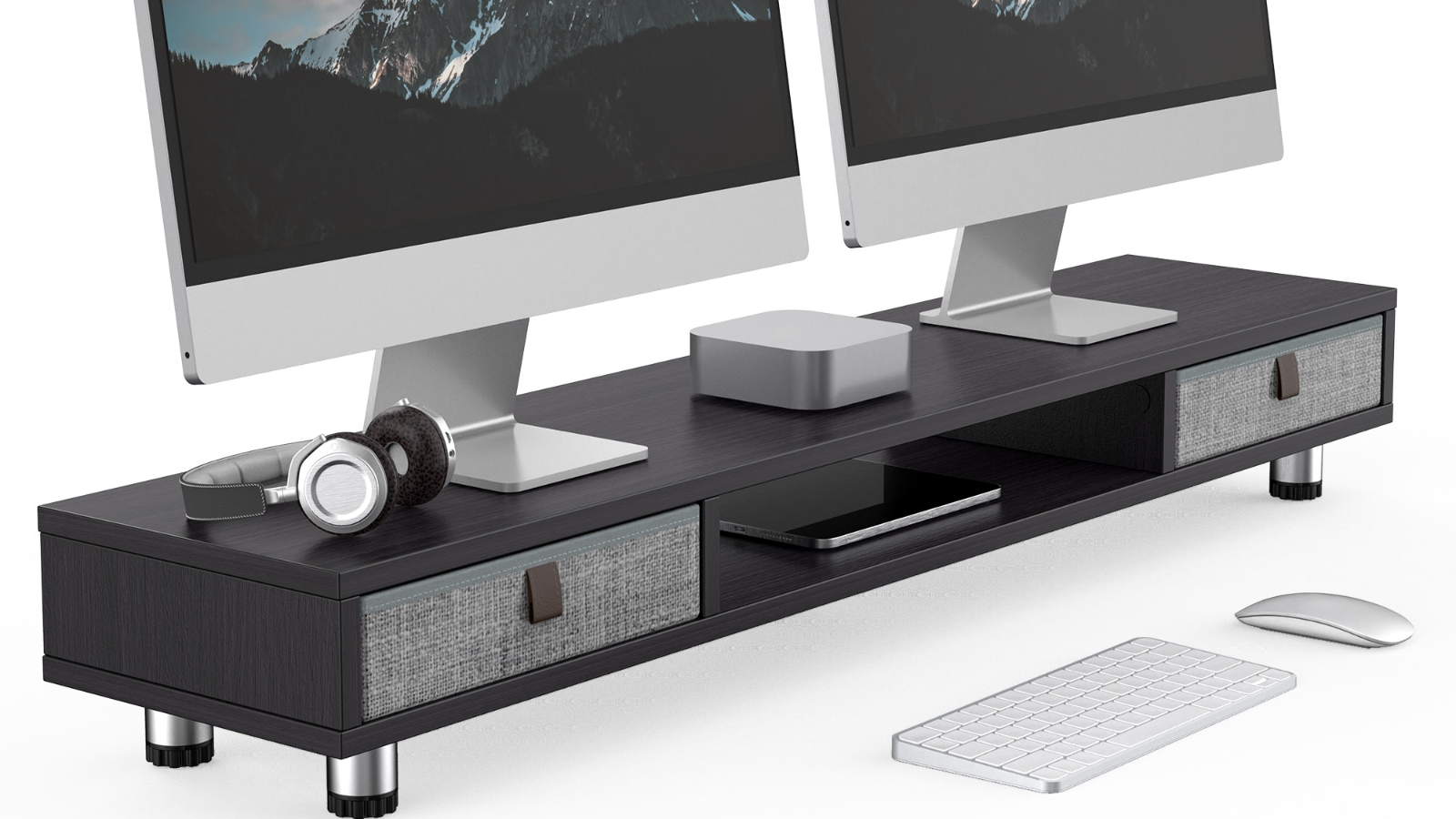 FENGE Dual Monitor Stand with 2 Drawers