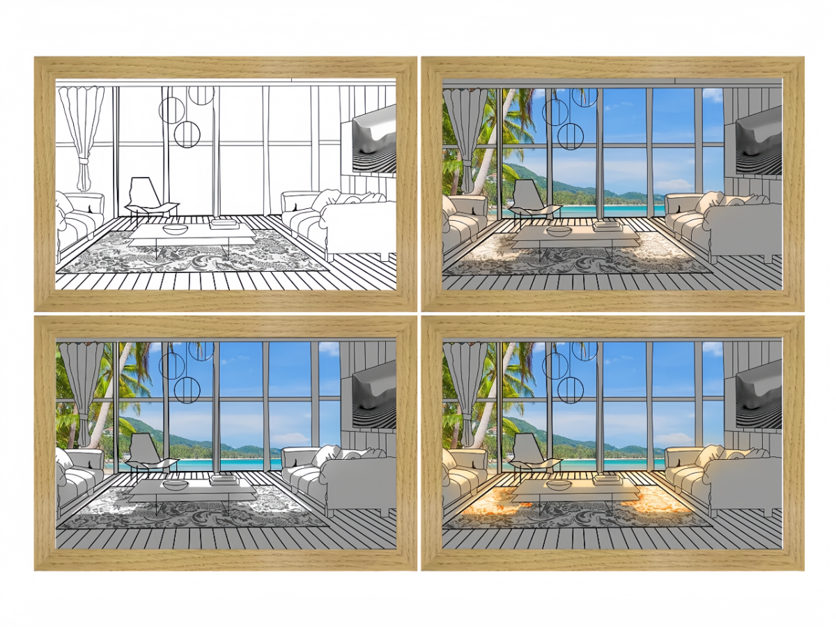 Moody Mouse Wood Frame Light Painting - Artistic Illumination