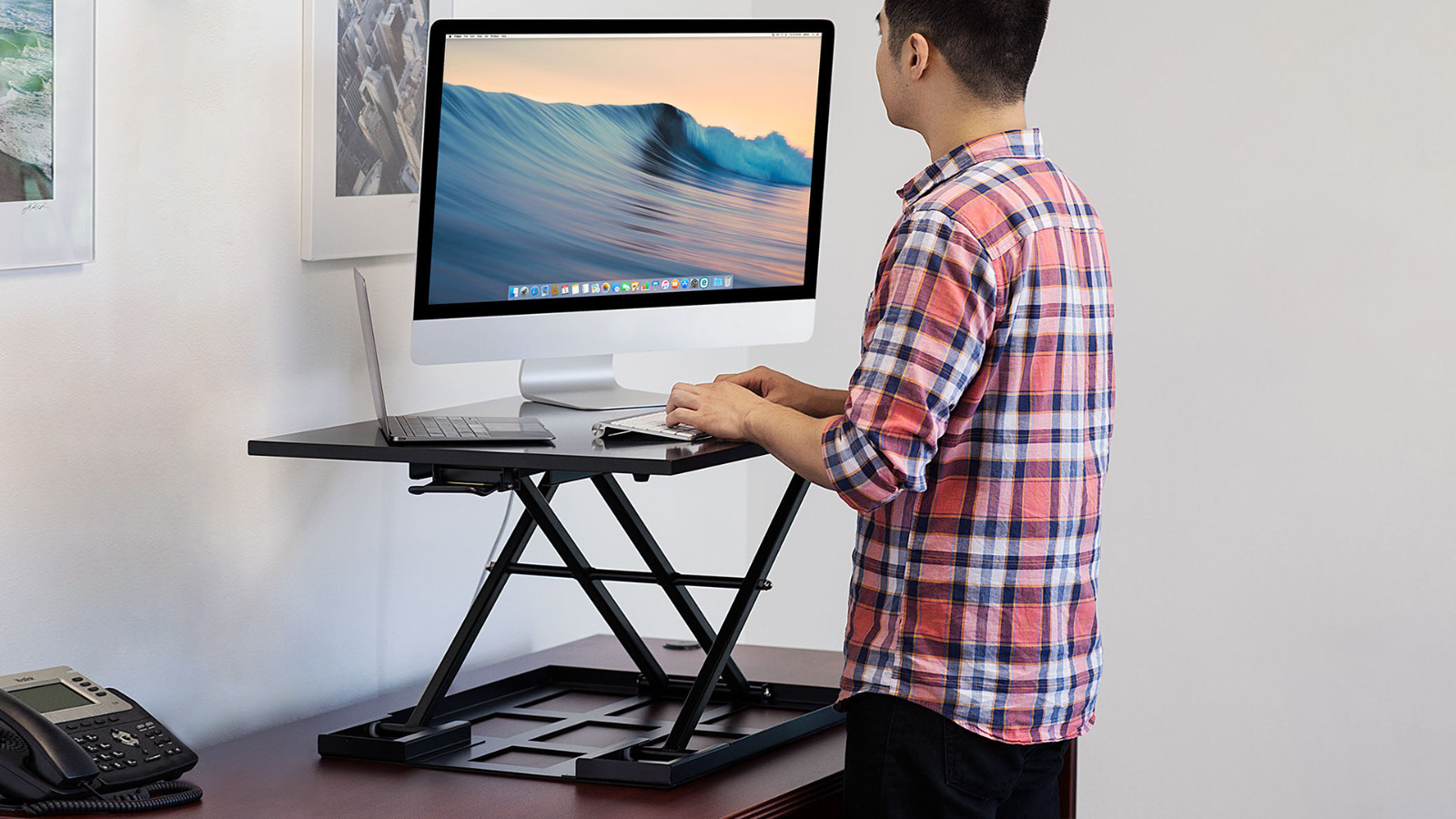 Mount-It! Height Adjustable X-Lift Standing Desk Converter