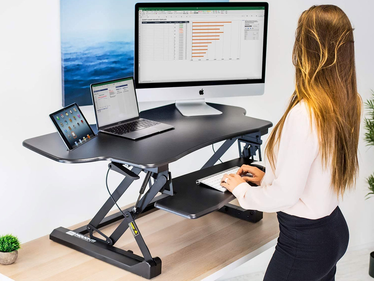 Mount-It! Electric Standing Desk Converter with Large Platform