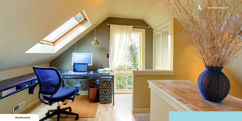 workspace with a window on the loft