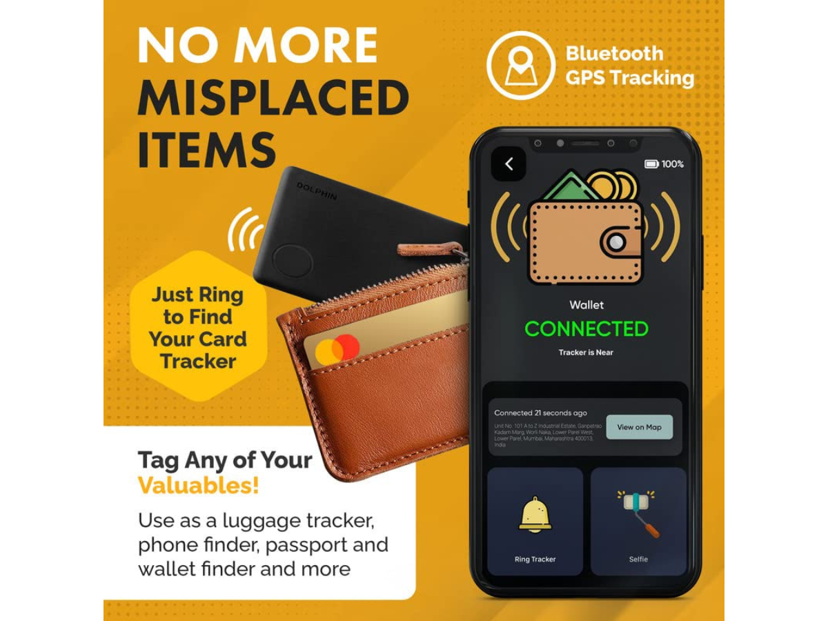 tag8 Dolphin Smart Sleek Card Tracker, Android and iOS Compatible, Wallet Tracker