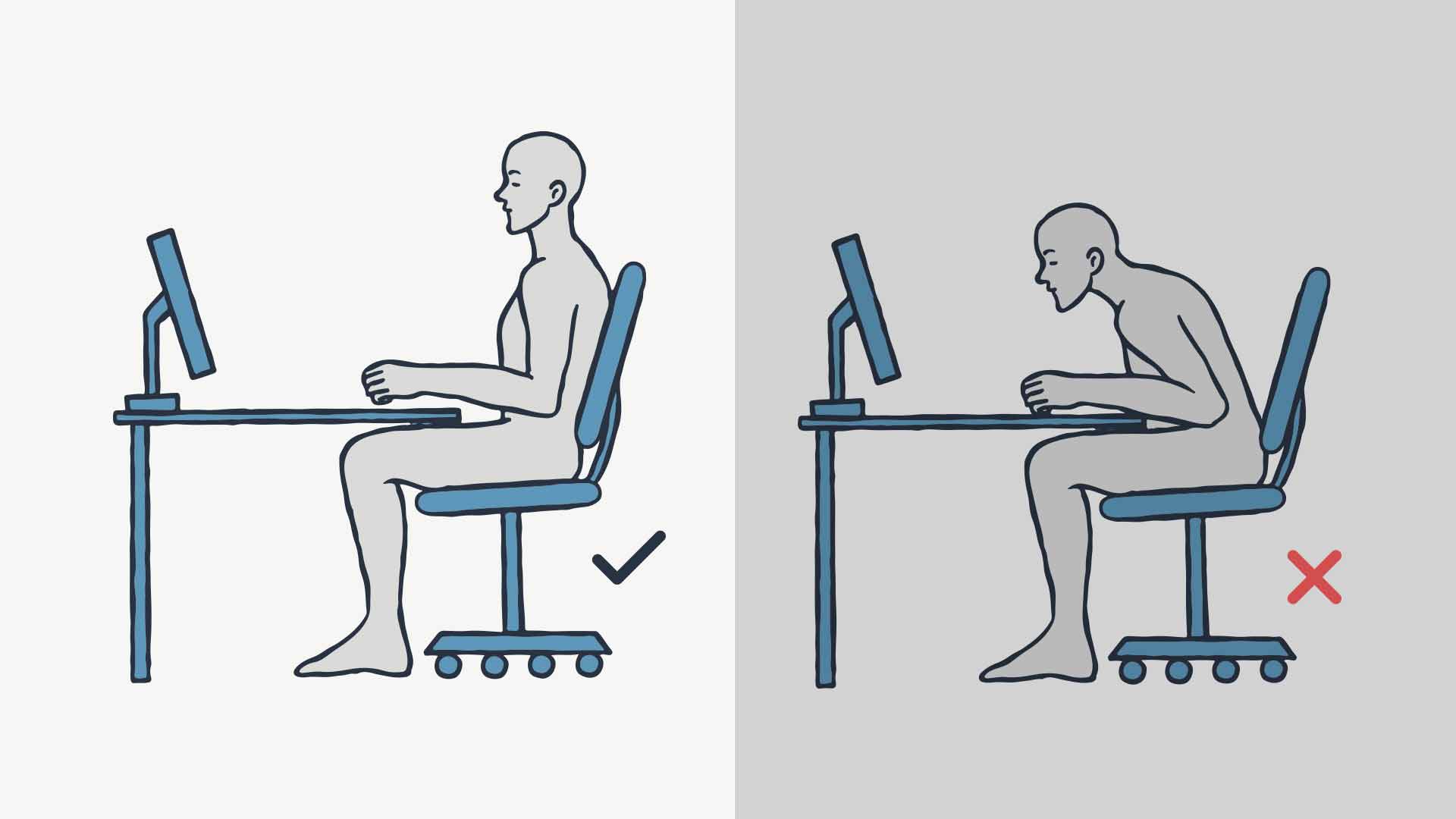 Correct sitting posture - ergonomic office setup
