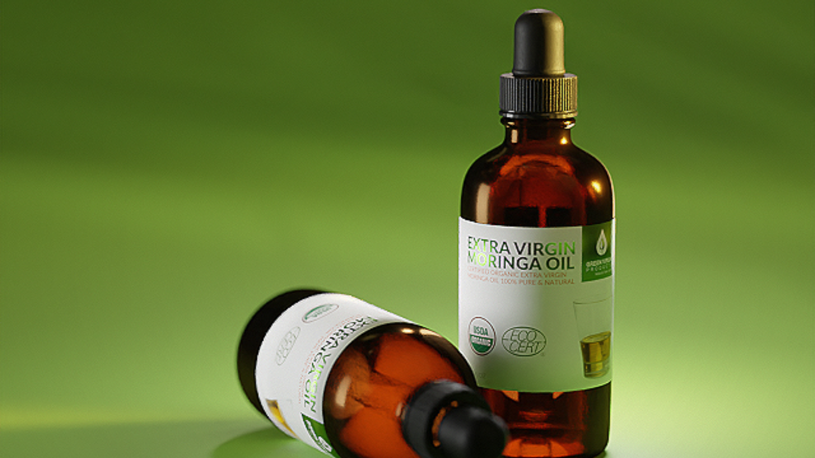 Green Virgin Products Moringa Oil: Moringa Oil, 100% Pure, in a 4 Ounce Glass Bottle With Dropper