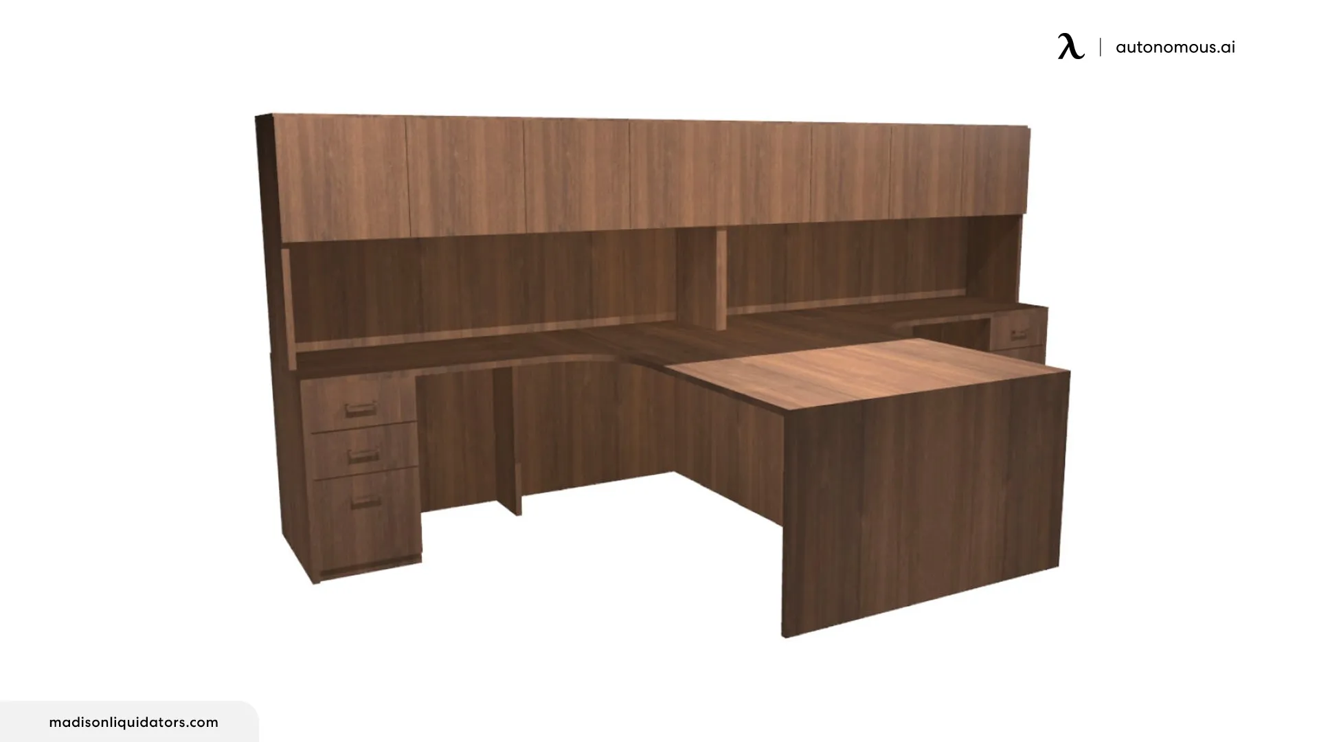 Cherryman T-Shaped Two-Person Desk with Hutch