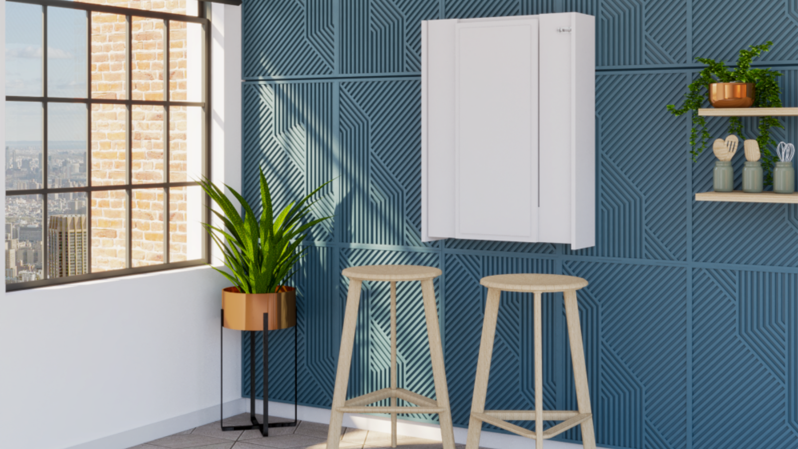 Depot EShop Salento Wall Foldable Cabinet, Seven Shelves, White: Wall Foldable Cabinet