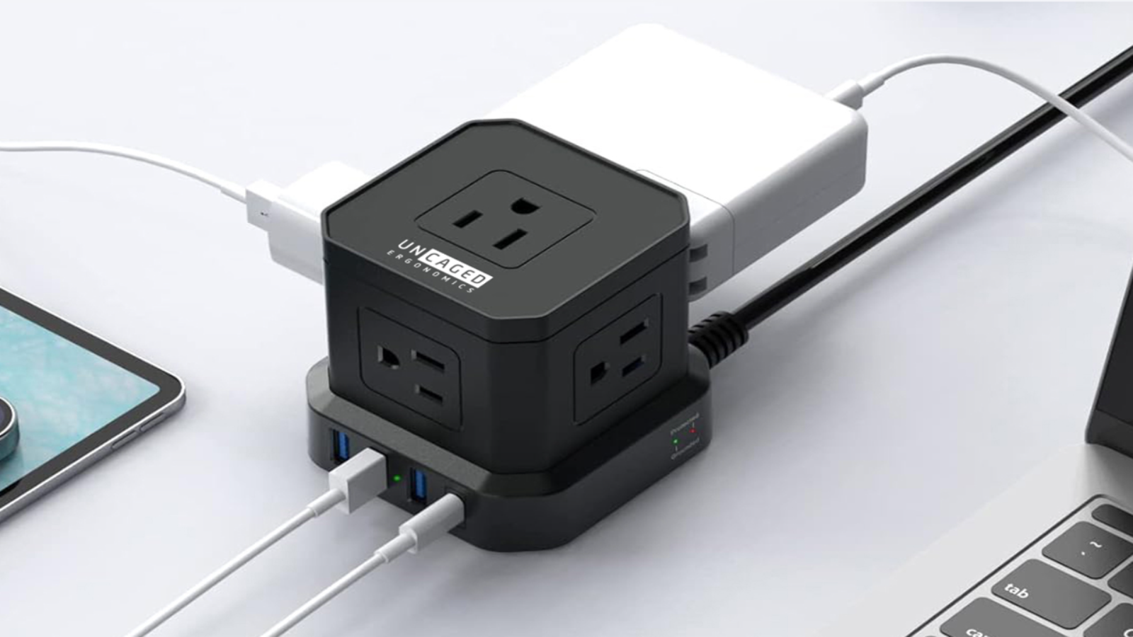 Uncaged Ergonomics Power Strip: Power Cube with USB
