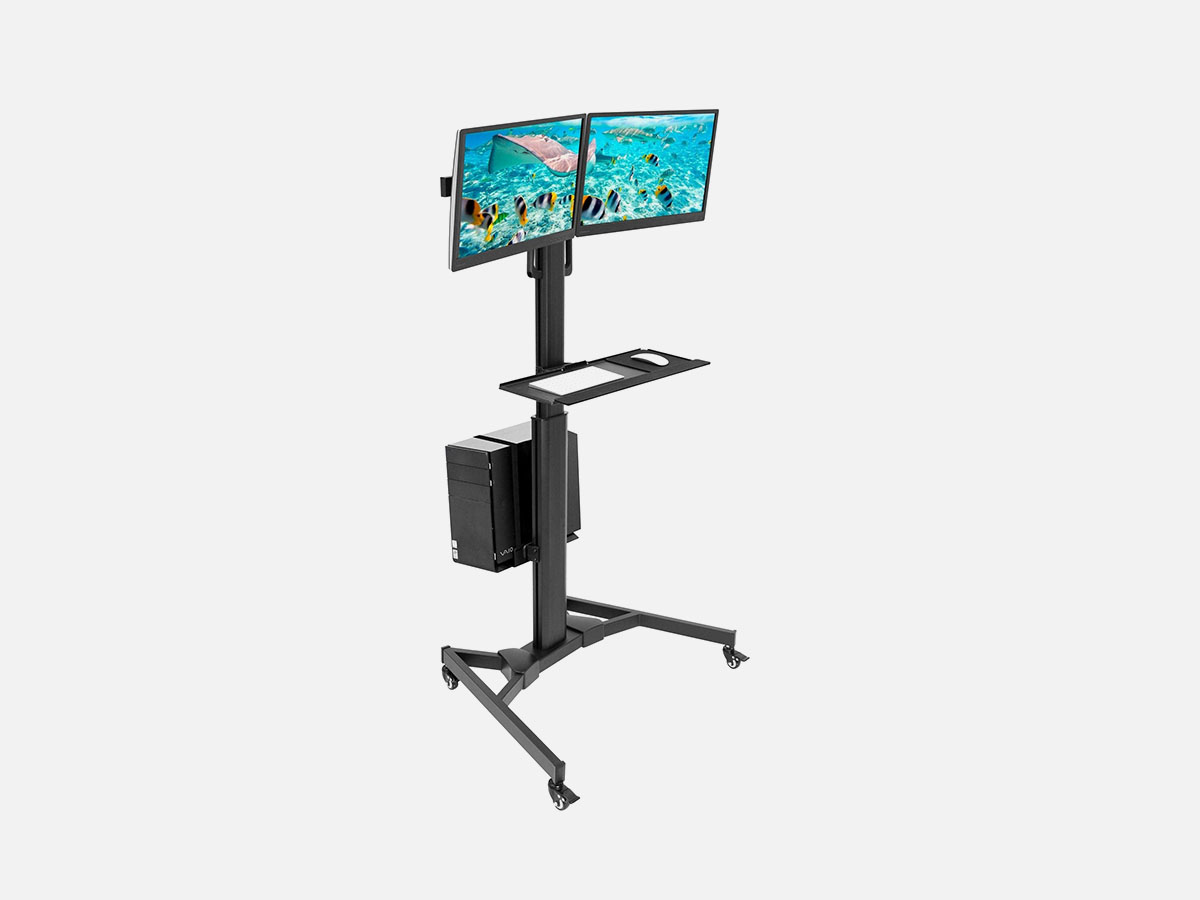 Mount-It! Mobile PC Workstation for Dual Monitors: Fits 13"- 32" Monitors