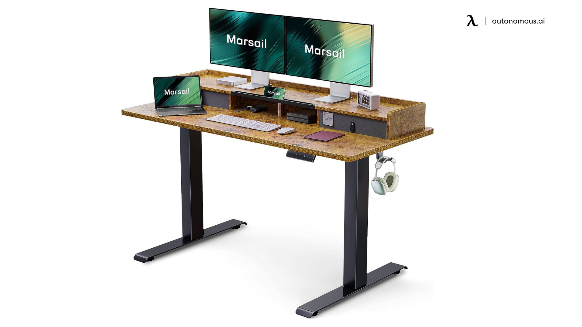 Marsail Electric Standing Desk with Dual Drawers