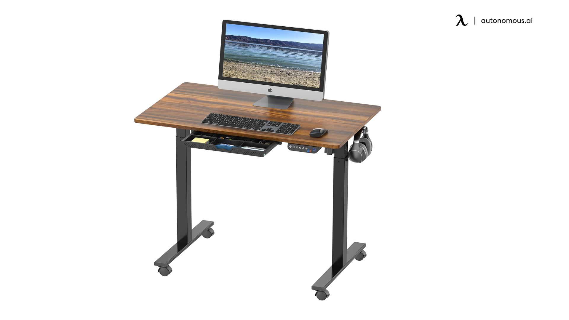 SHW Claire 40-Inch Height Adjustable Electric Standing Desk with Drawer