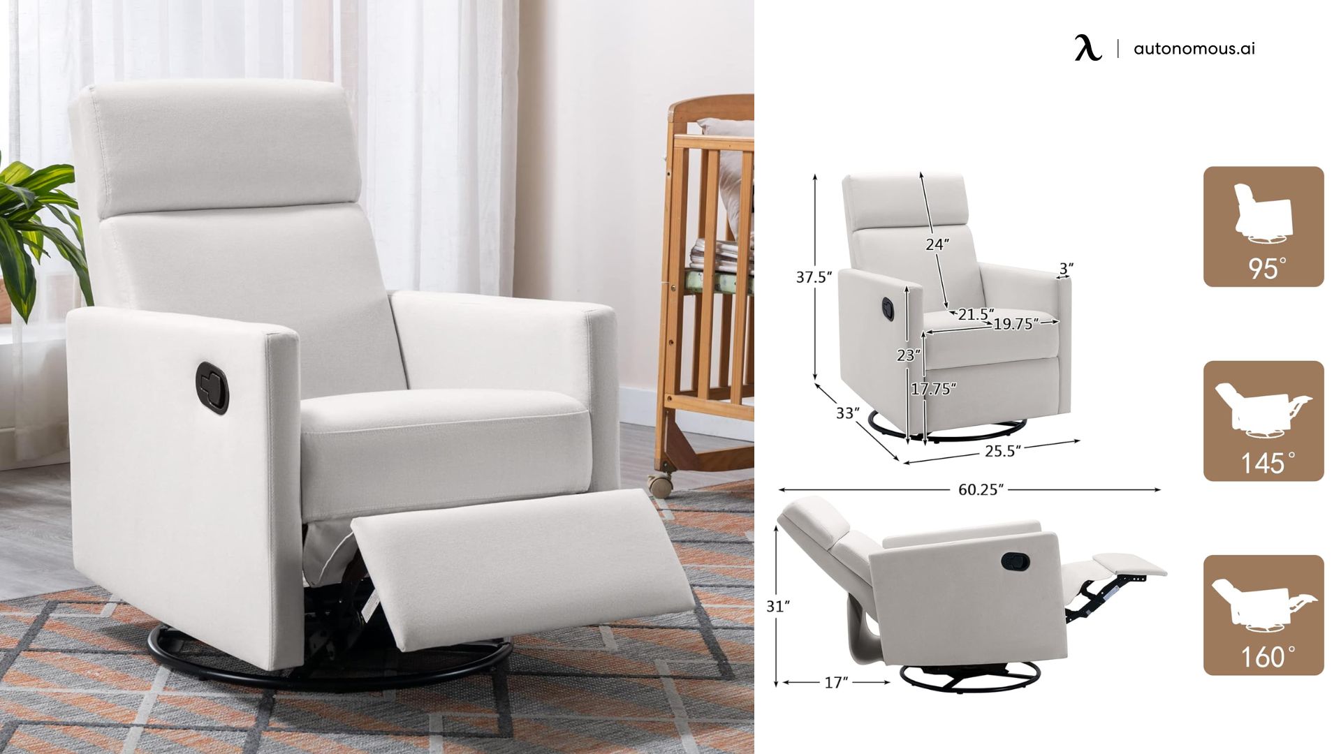 Merax Modern Upholstered Recliner Chair