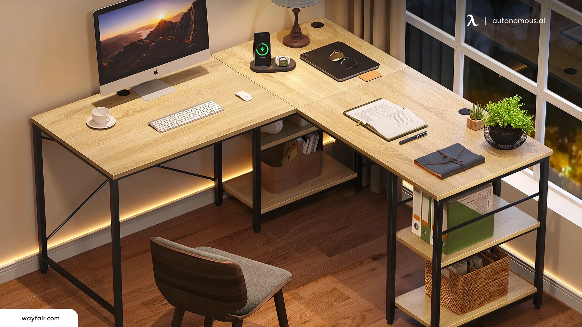 Compact and Corner Desks with Integrated Shelves