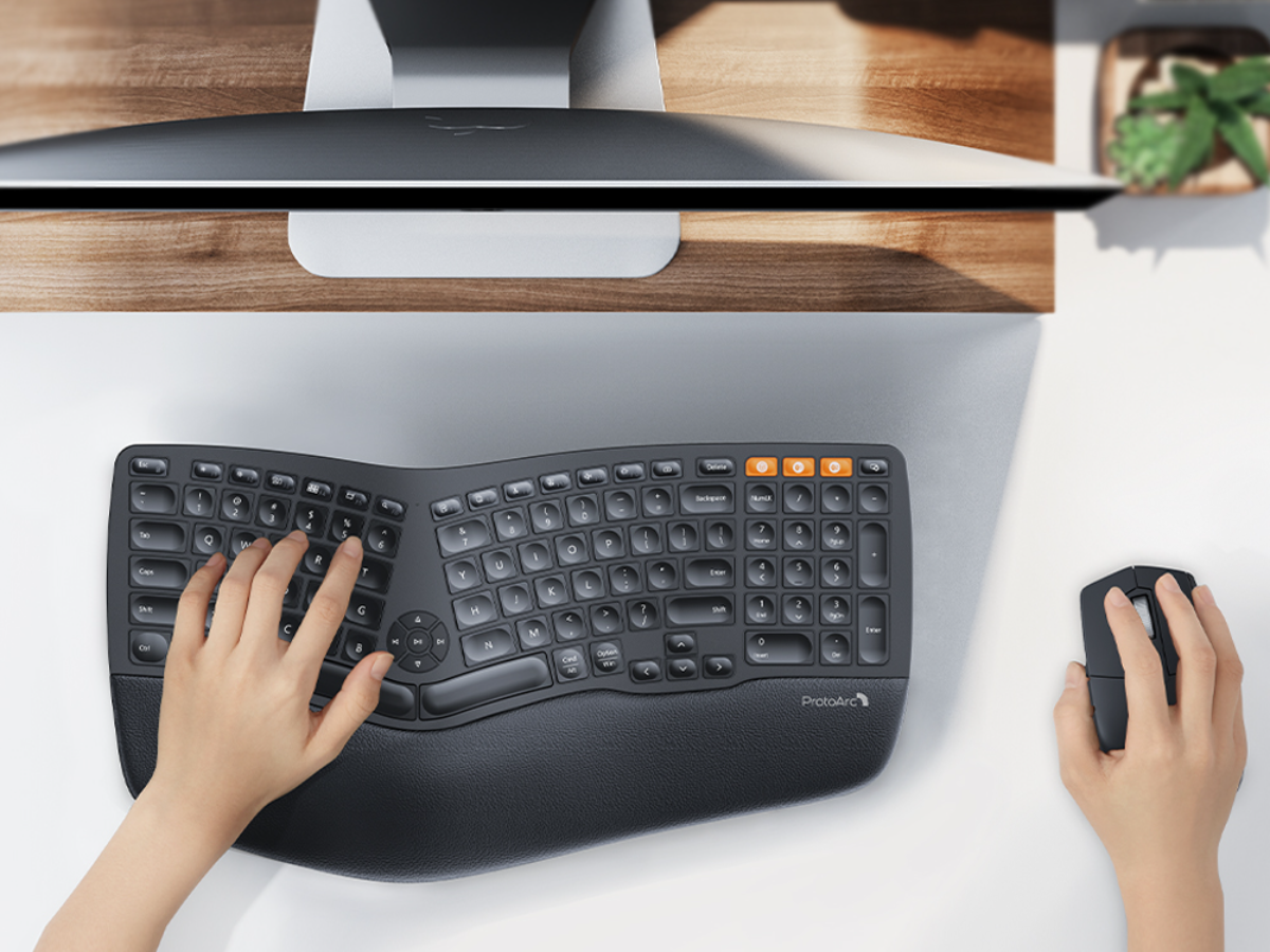 ProtoArc EKM01 Ergonomic Split Wireless Keyboard Mouse Combo