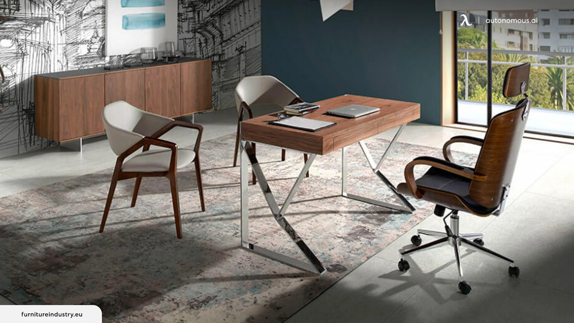Desks with wood office chair