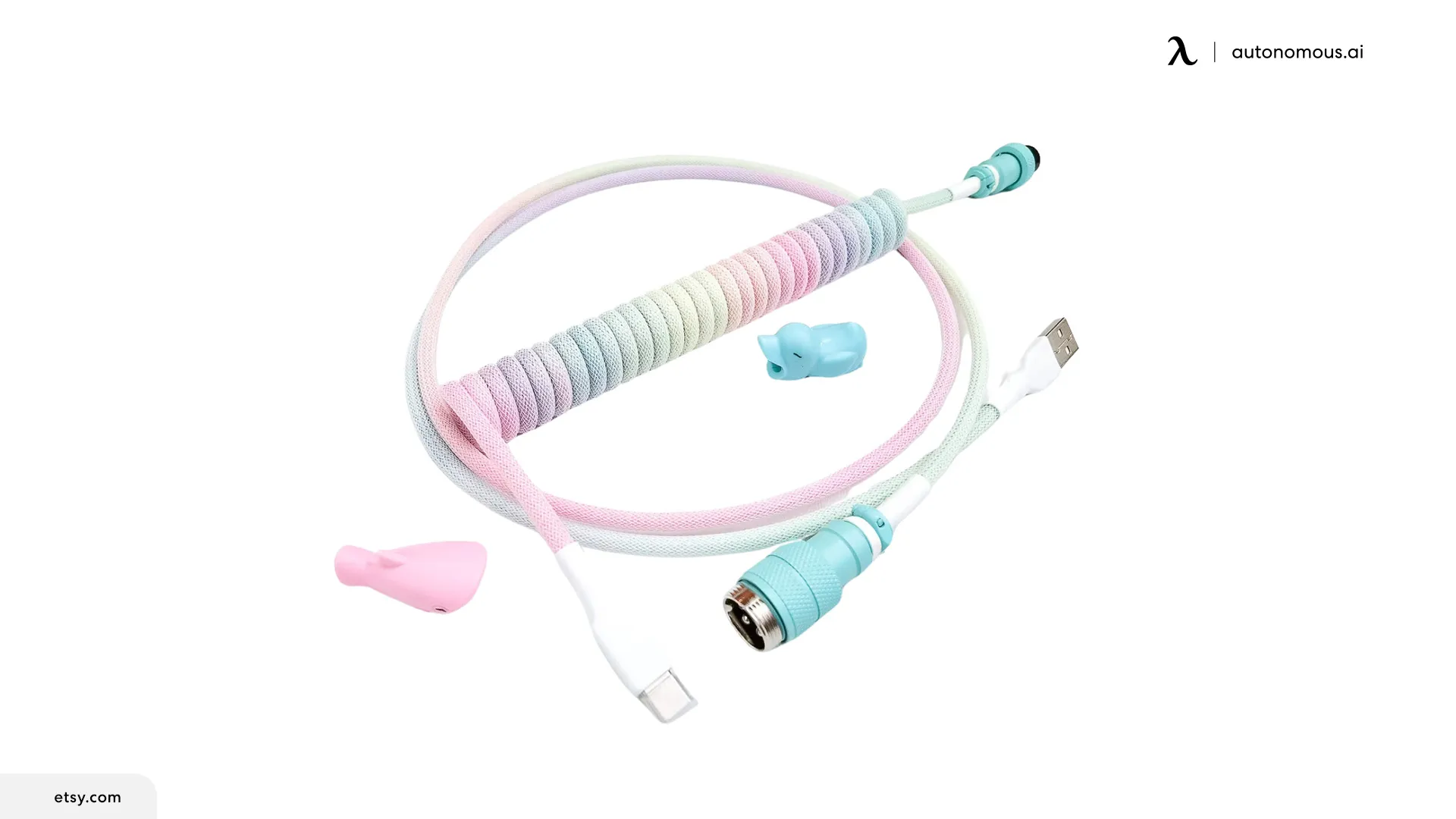 Rainbow Themed Coiled USB-C Cable