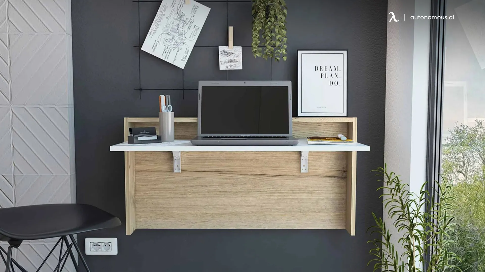 Wall-Mounted Fold-Down Desk